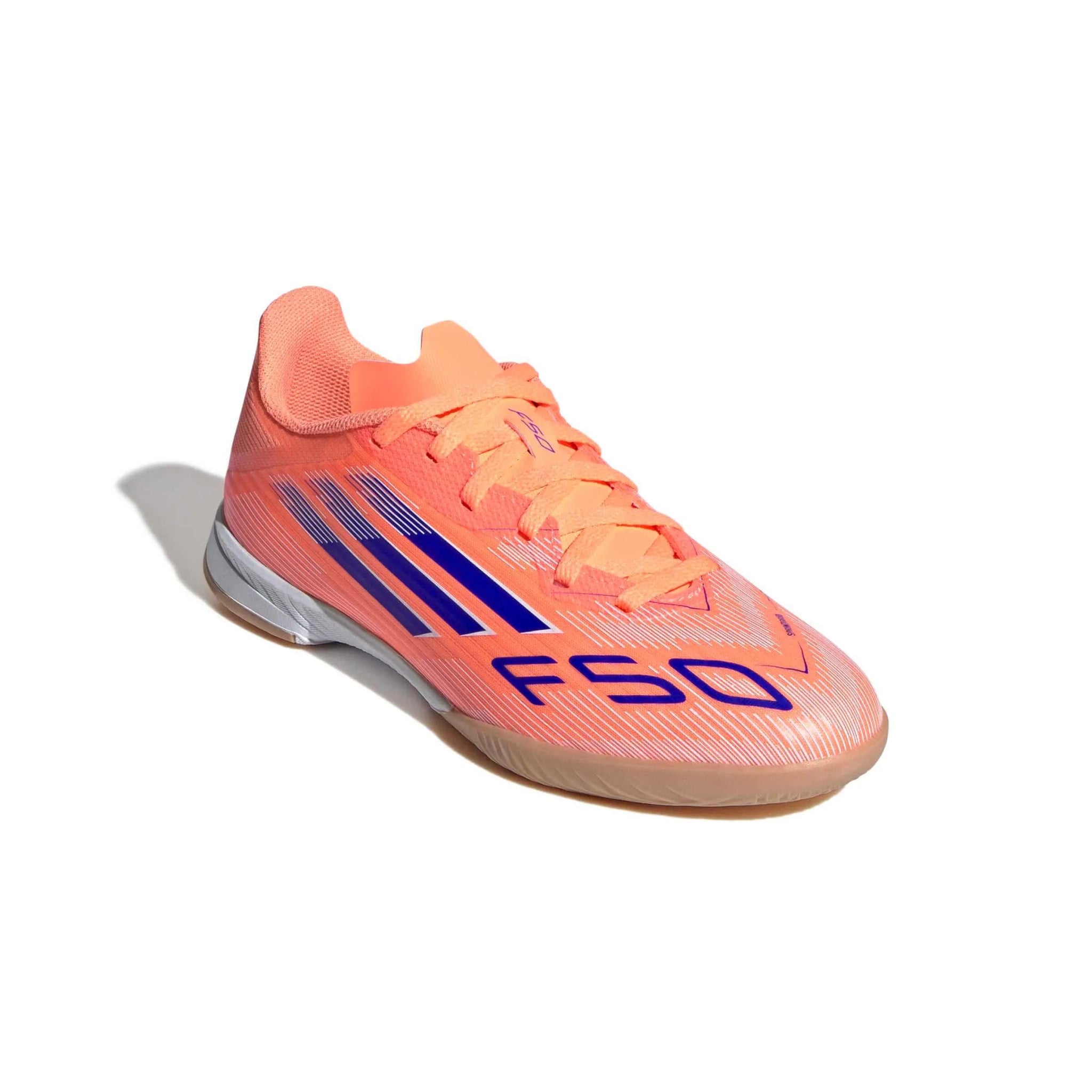 adidas JR F50 League Indoor Soccer Shoes - Coral Blaze Pack (FA25) (Lateral - Front)