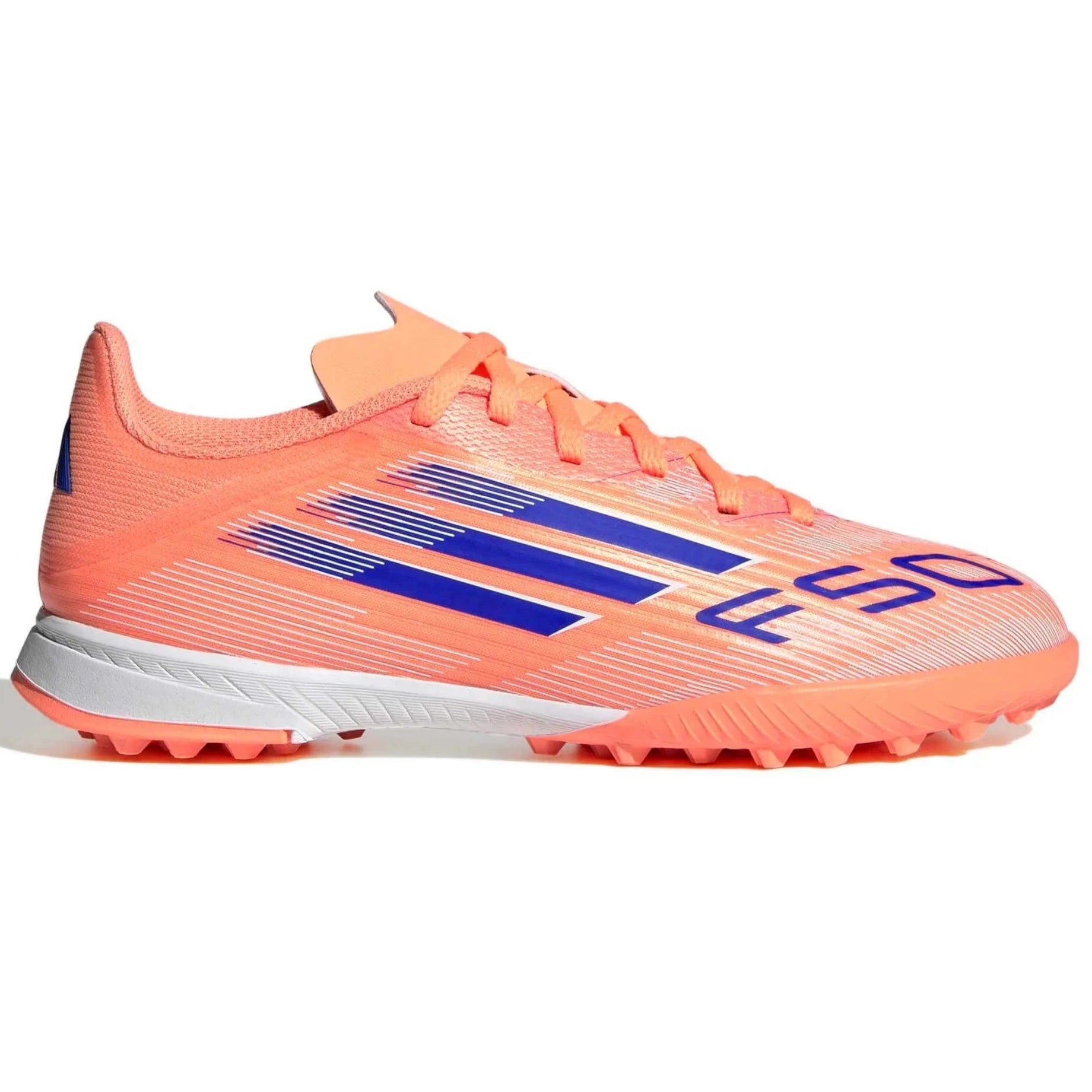 adidas JR F50 League Turf Soccer Shoes - Coral Blaze Pack (FA25) (Side 1)