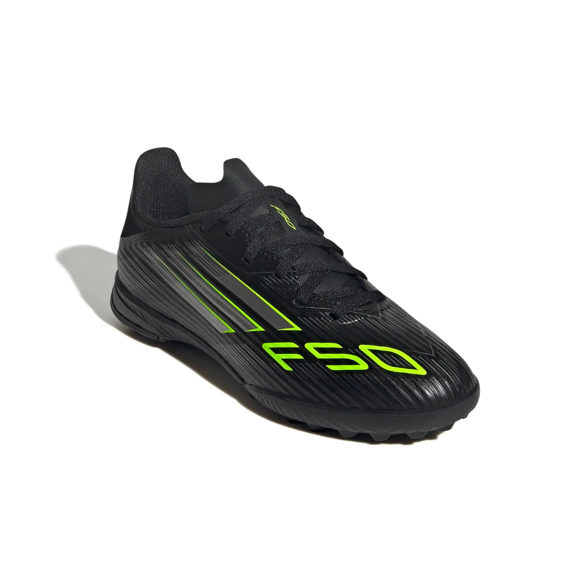 adidas JR F50 League Turf Soccer Shoes - Electric Stealth Pack (FA25) (Lateral - Front)