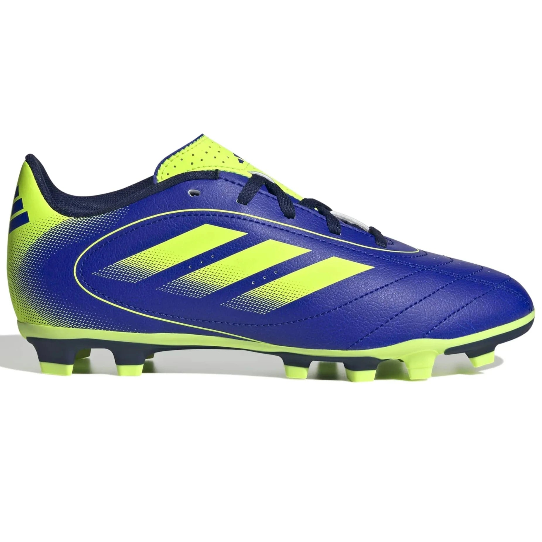 adidas JR Goletto IX Firm/Multi Ground Soccer Cleats Lucid Blue / Lucid Lemon / Dark Blue (Side 1)