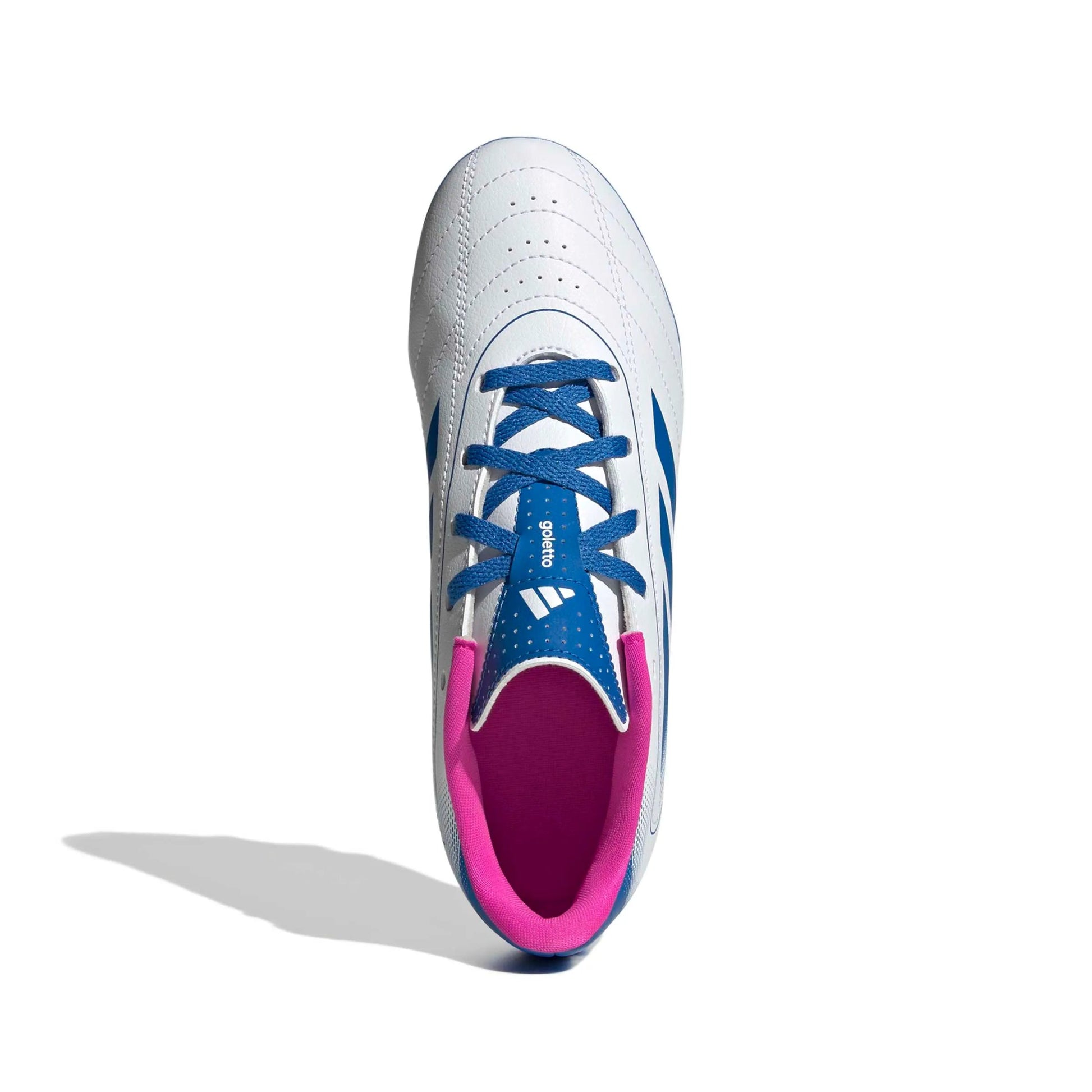 adidas JR Goletto IX Firm/Multi Ground Soccer Cleats Cloud White / Bright Royal / Team Shock Pink 2 (Top)