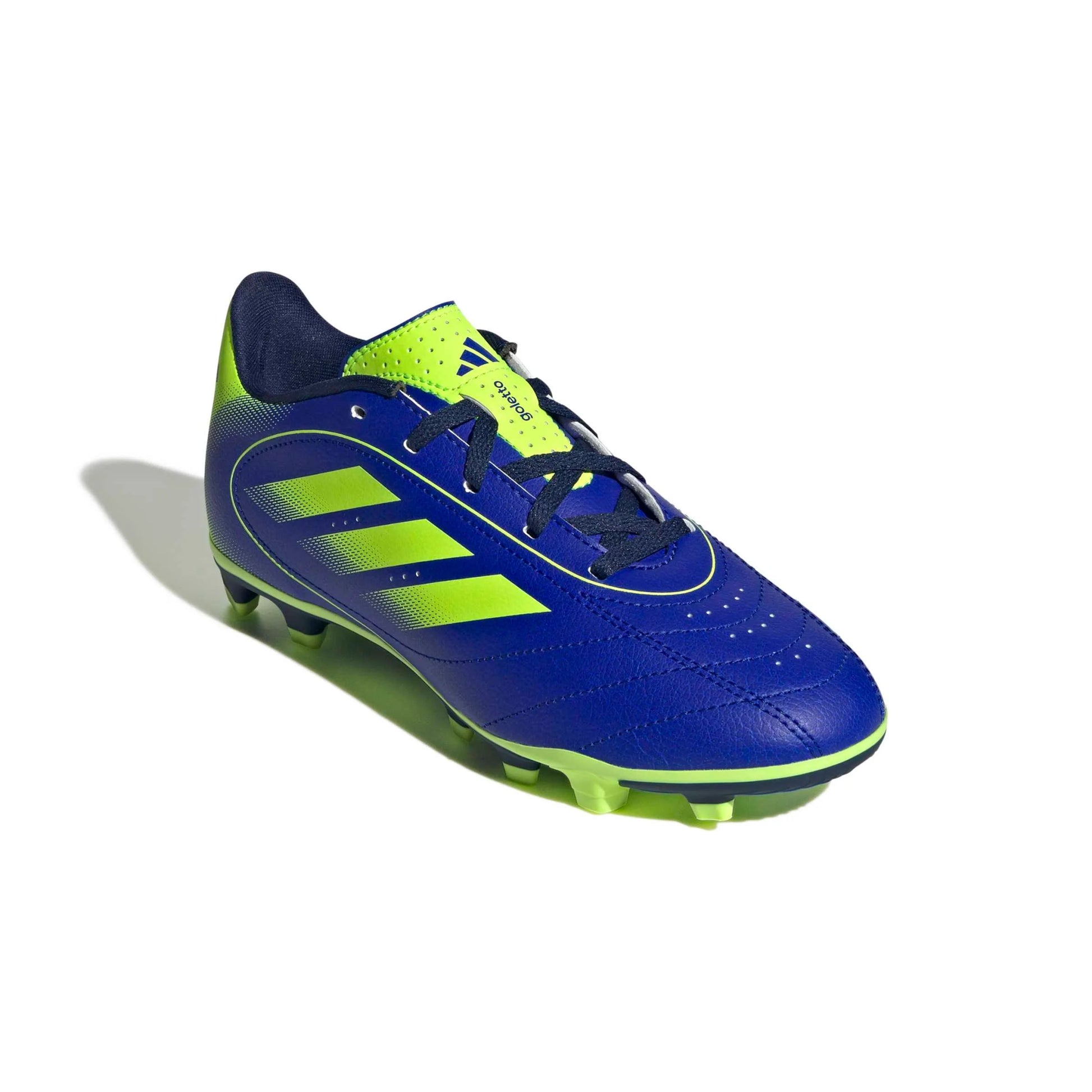 adidas JR Goletto IX Firm/Multi Ground Soccer Cleats Lucid Blue / Lucid Lemon / Dark Blue (Lateral - Front)