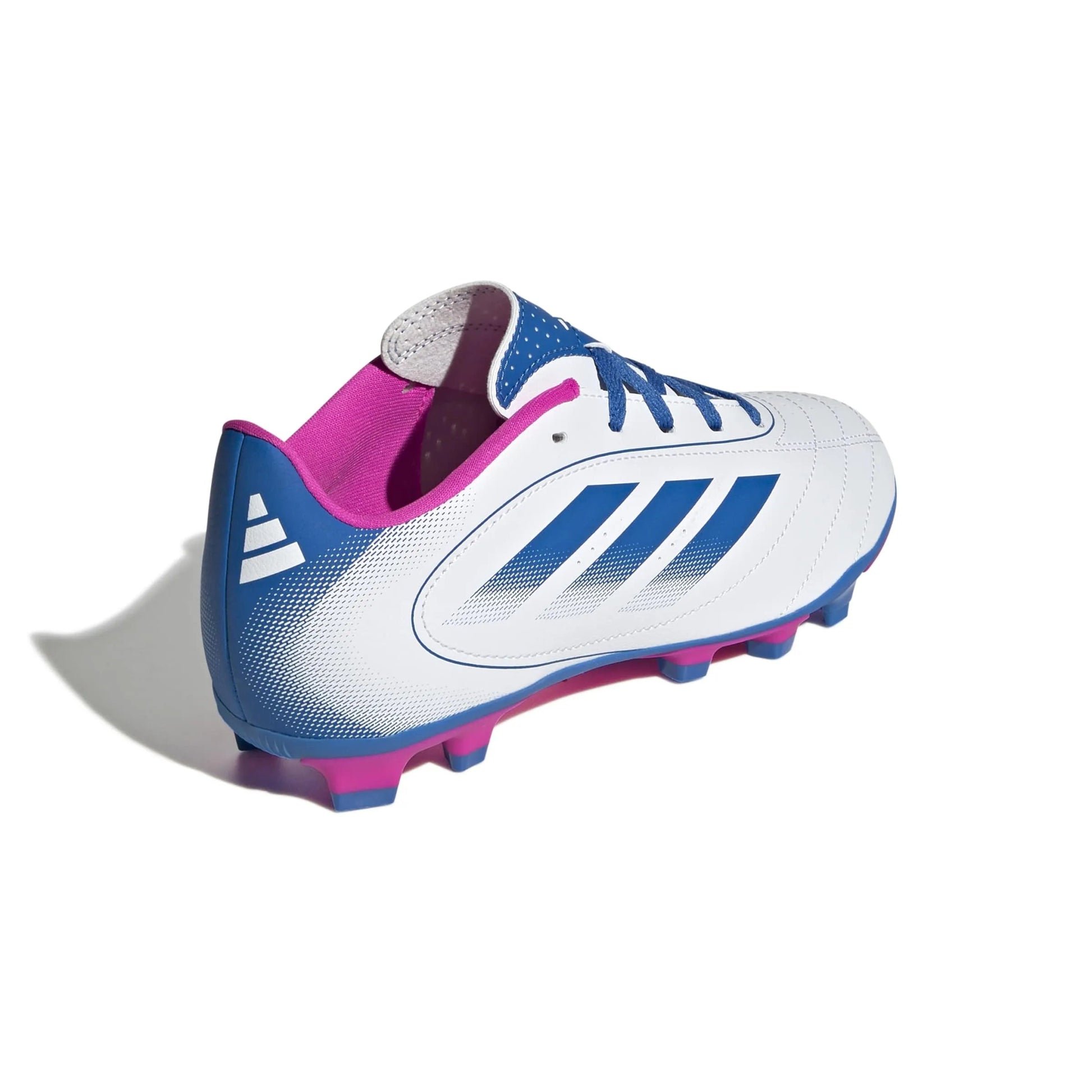 adidas JR Goletto IX Firm/Multi Ground Soccer Cleats Cloud White / Bright Royal / Team Shock Pink 2 (Lateral - Back)
