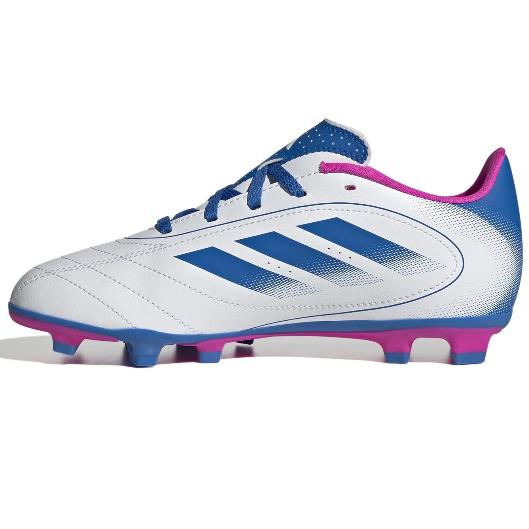 adidas JR Goletto IX Firm/Multi Ground Soccer Cleats Cloud White / Bright Royal / Team Shock Pink 2 (Side 2)