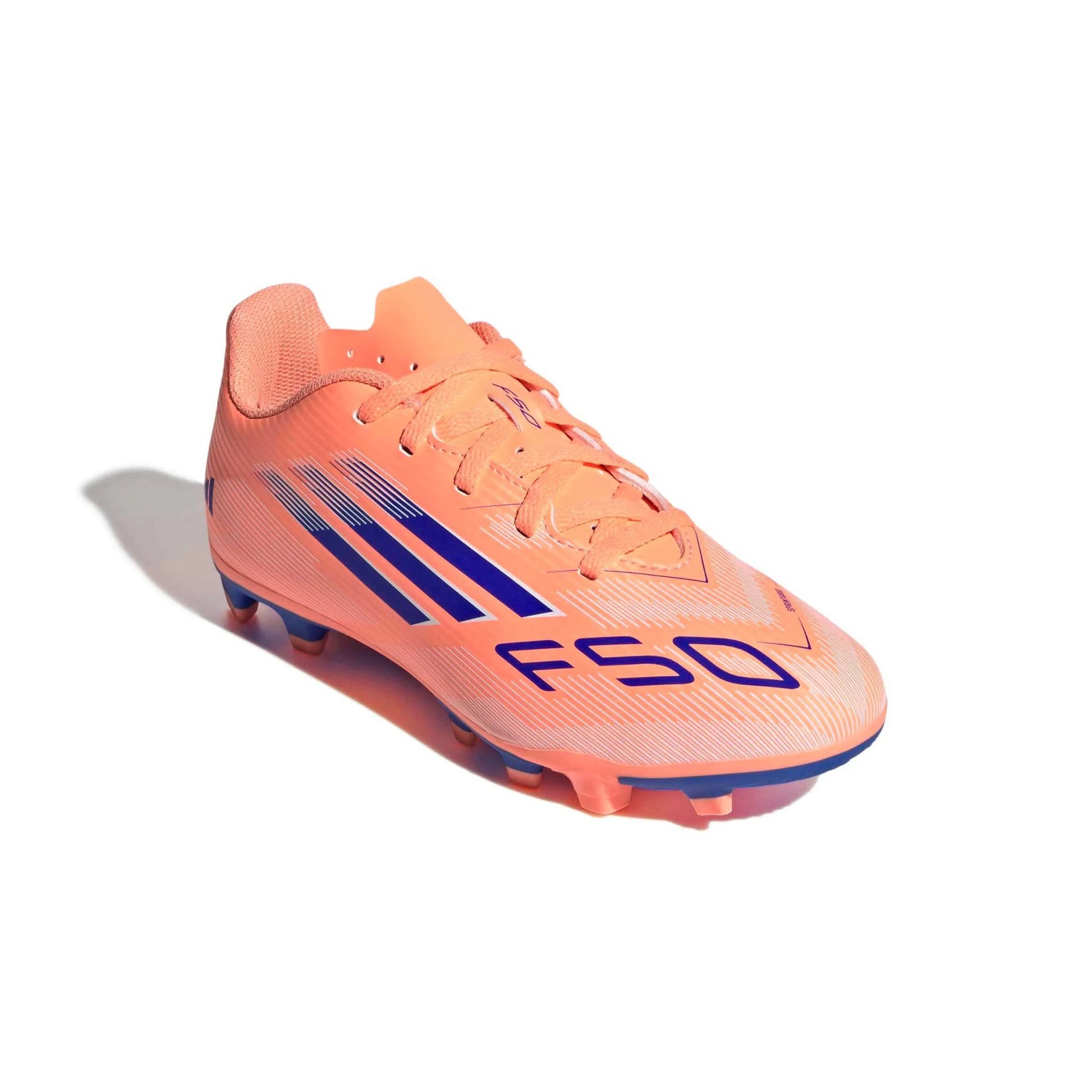 adidas Kids F50 Club Firm-Multi Ground Soccer Cleats - Coral Blaze Pack (FA25) (Lateral - Front)