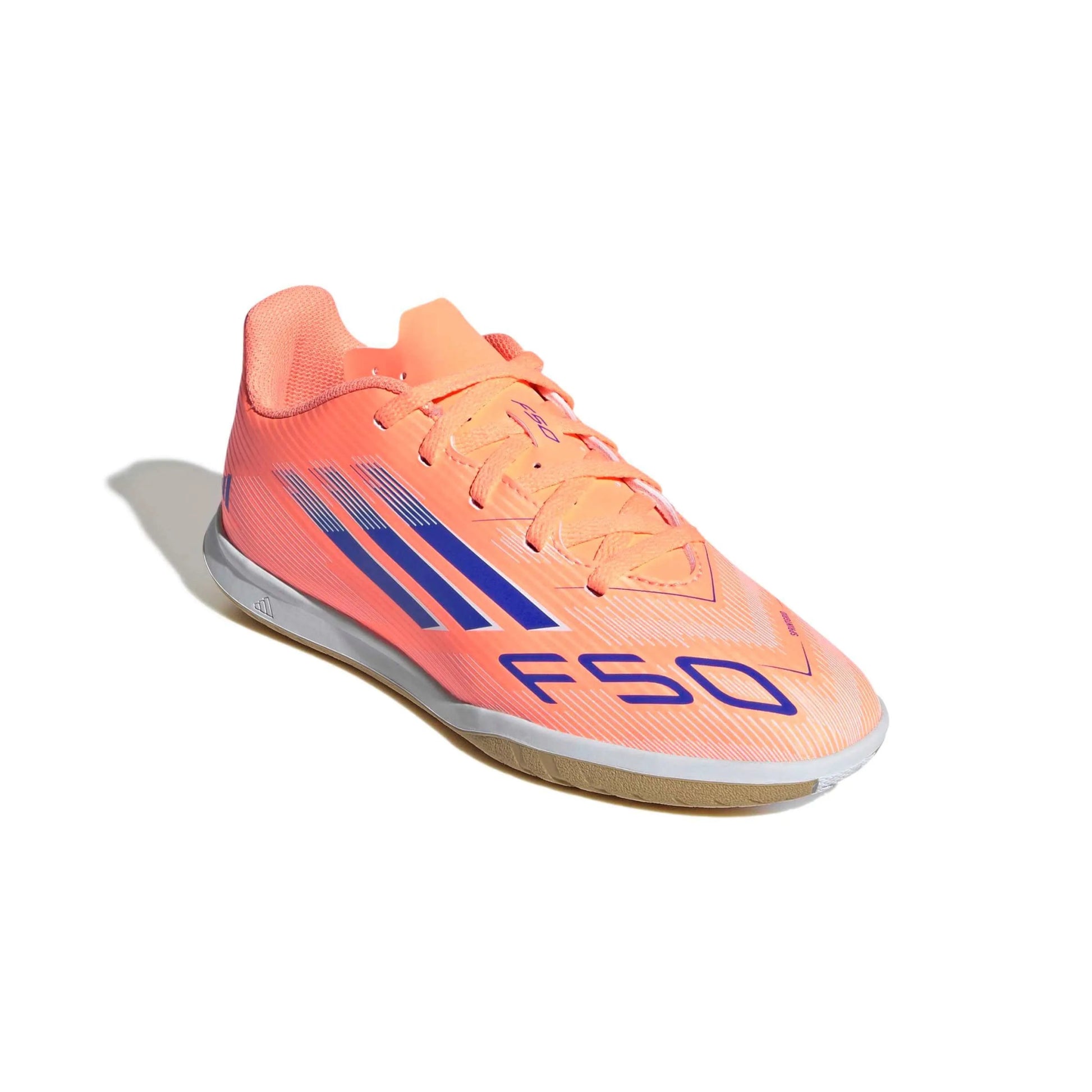 adidas Kids F50 Club Indoor Soccer Shoes - Coral Blaze Pack (FA25) (Lateral - Front)