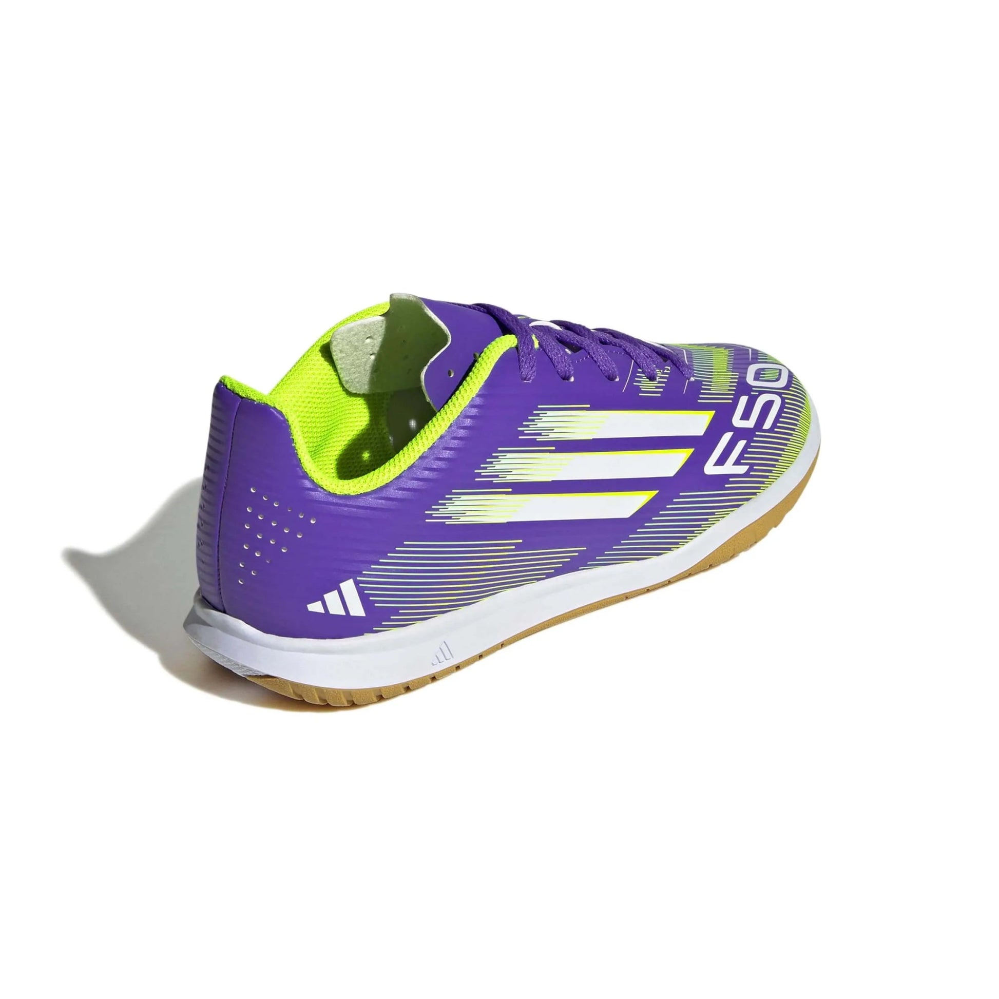 adidas Kid's F50 Club Indoor Soccer Shoes - Radiant Blaze Pack (FA25) (Lateral - Back)