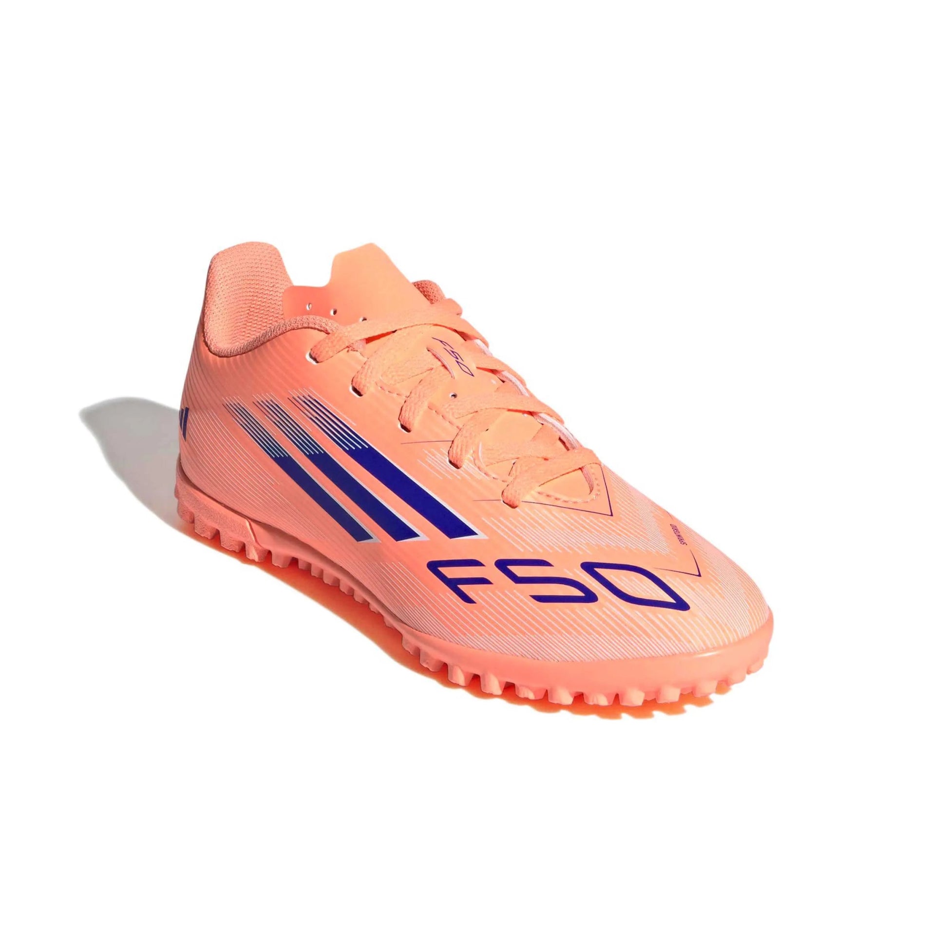 adidas Kids F50 Club Turf Soccer Shoes - Coral Blaze Pack (FA25) (Lateral - Front)