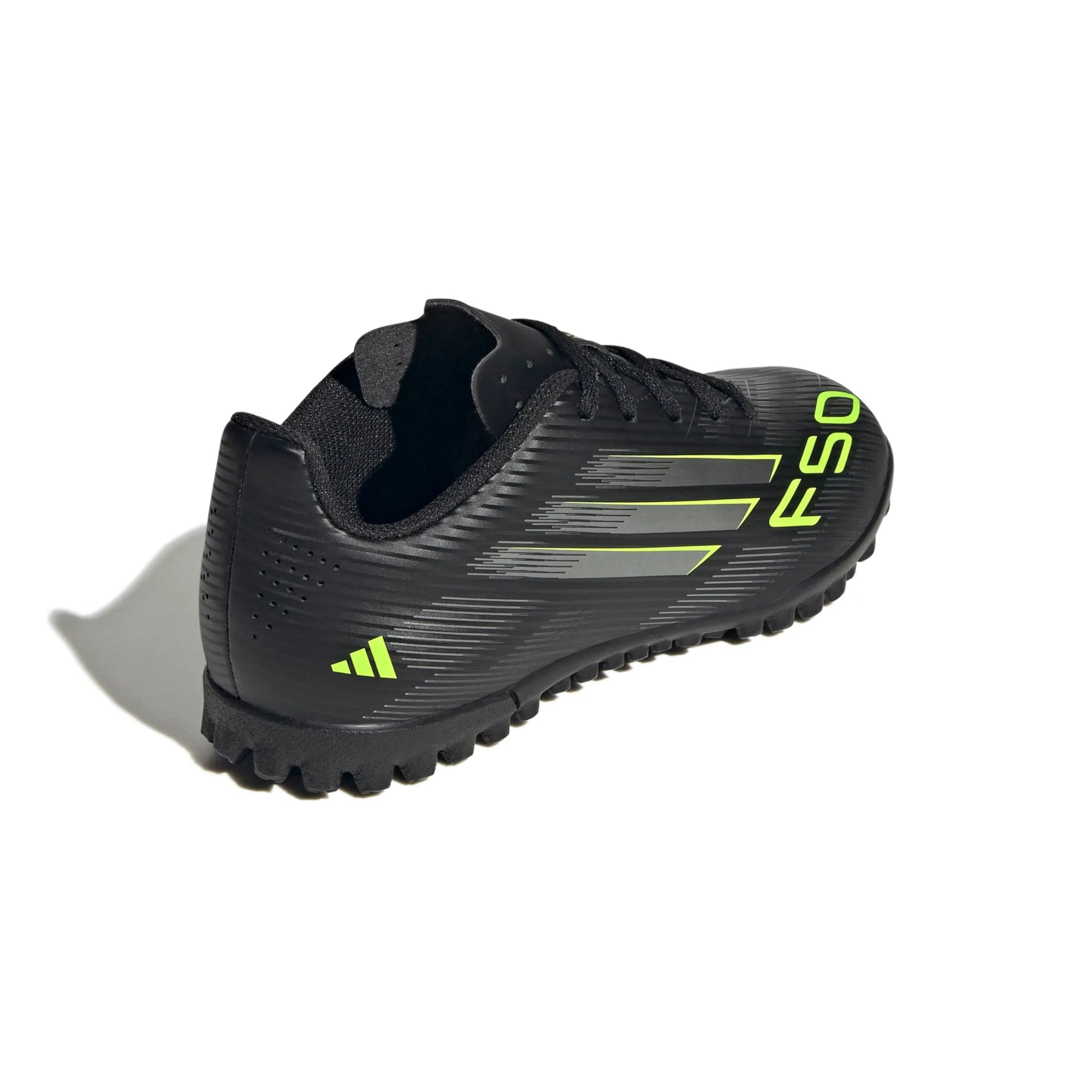 adidas Kid's F50 Club Turf Soccer Shoes - Electric Stealth Pack (FA25) (Lateral - Back)