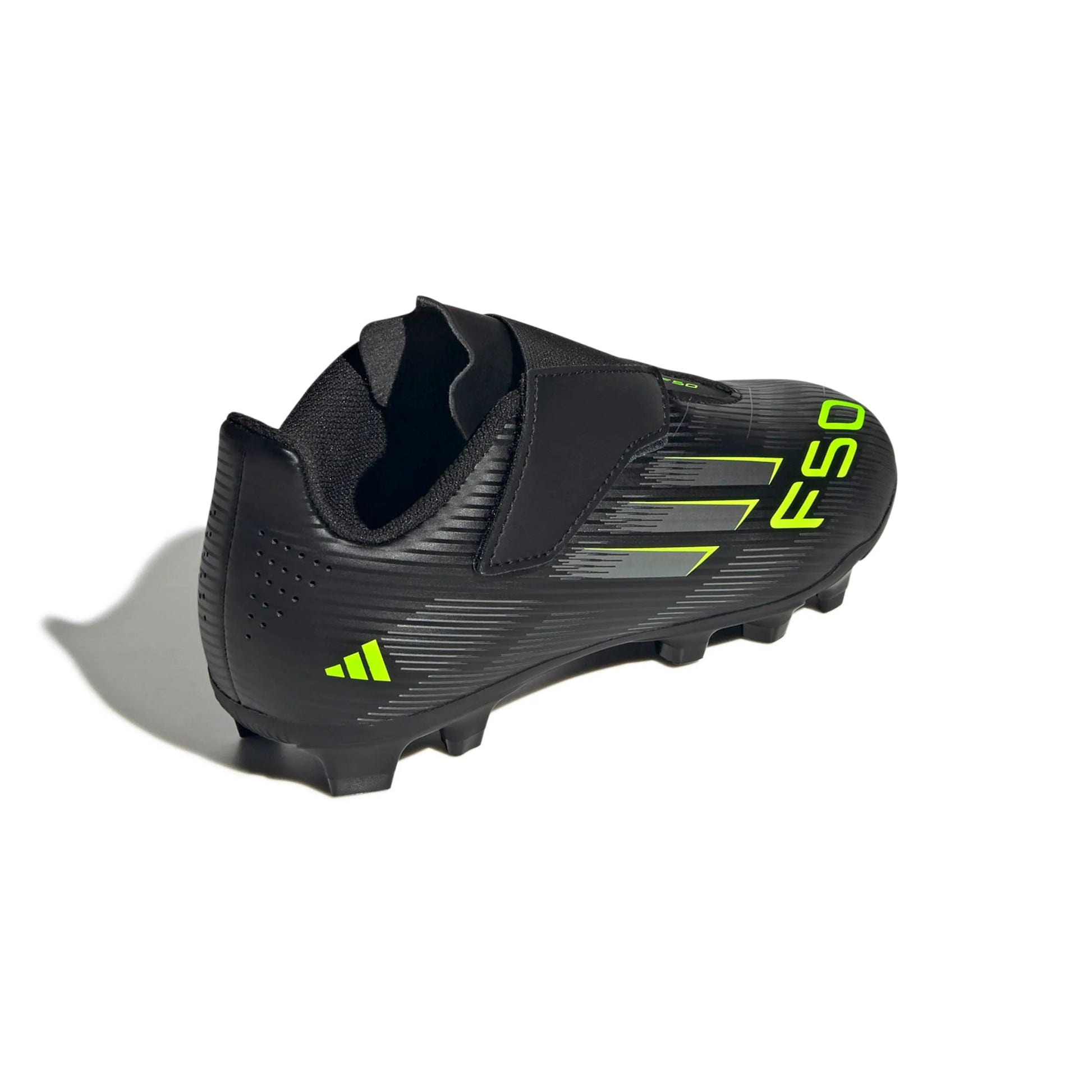 adidas Kids F50 Club Velcro Firm-Multi Ground Soccer Cleats - Electric Stealth Pack (FA25) (Lateral - Back)