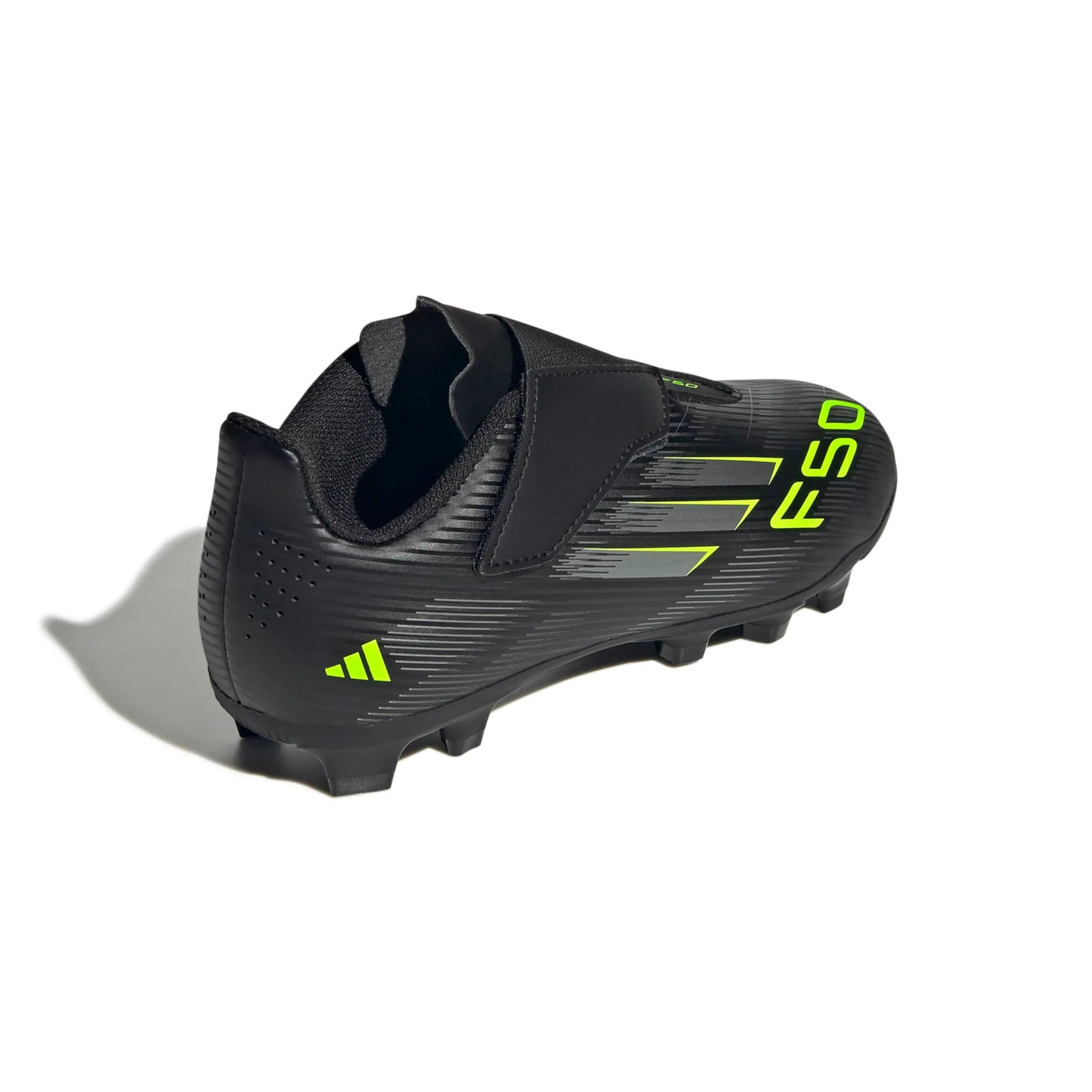 adidas Kids F50 Club Velcro Firm-Multi Ground Soccer Cleats - Electric Stealth Pack (FA25) (Lateral - Back)