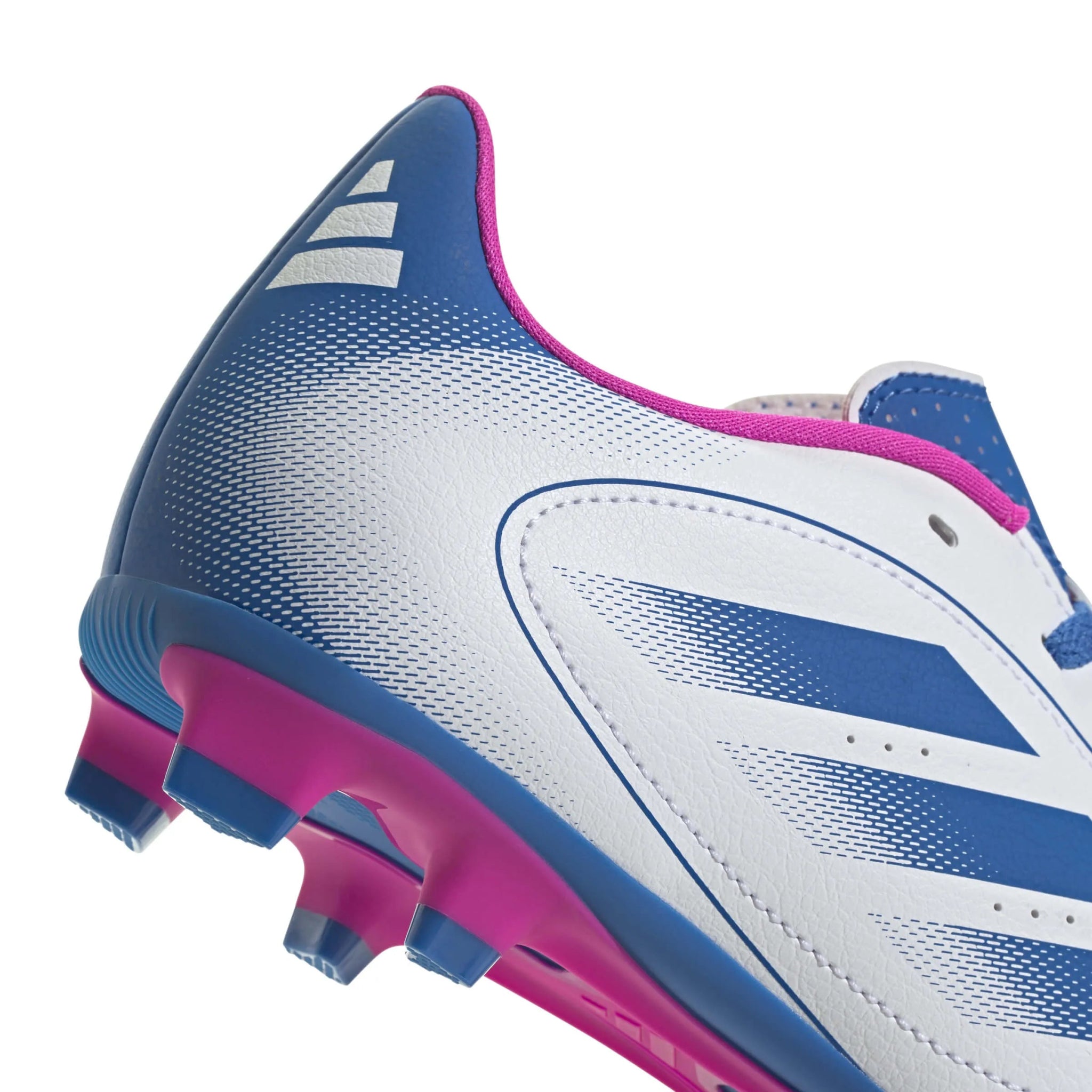 adidas Kids Goletto IX Firm-Multi Ground Soccer Cleats White-Bright Royal-Team Shock Pink (Detail 1)