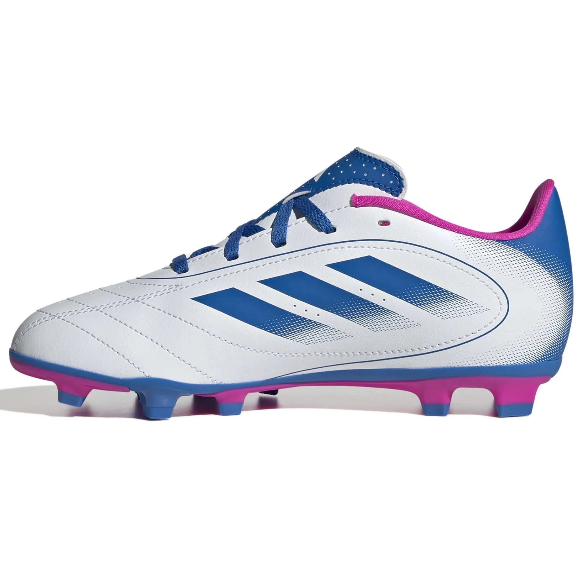 adidas Kids Goletto IX Firm-Multi Ground Soccer Cleats White-Bright Royal-Team Shock Pink (Side 2)