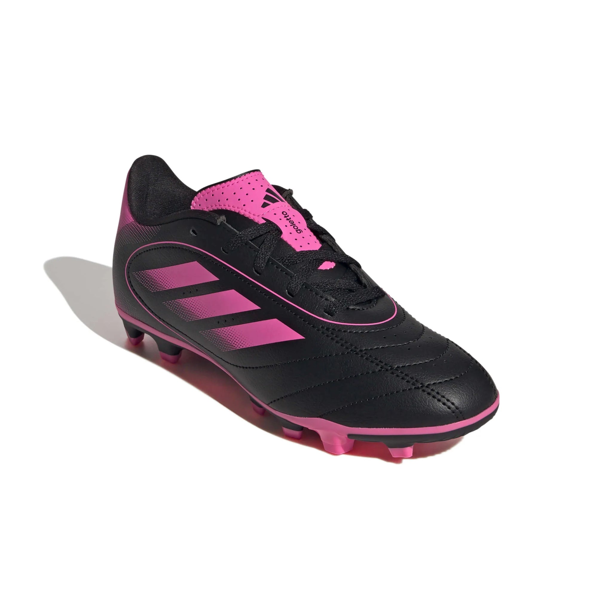 adidas Kids Goletto IX Firm/Multi Ground Soccer Cleats Core Black / Lucid Pink / Core Black (Lateral - Front)