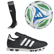 adidas Men's Copa Mundial Firm Ground Black Cleats/Socks/Ball Bundle