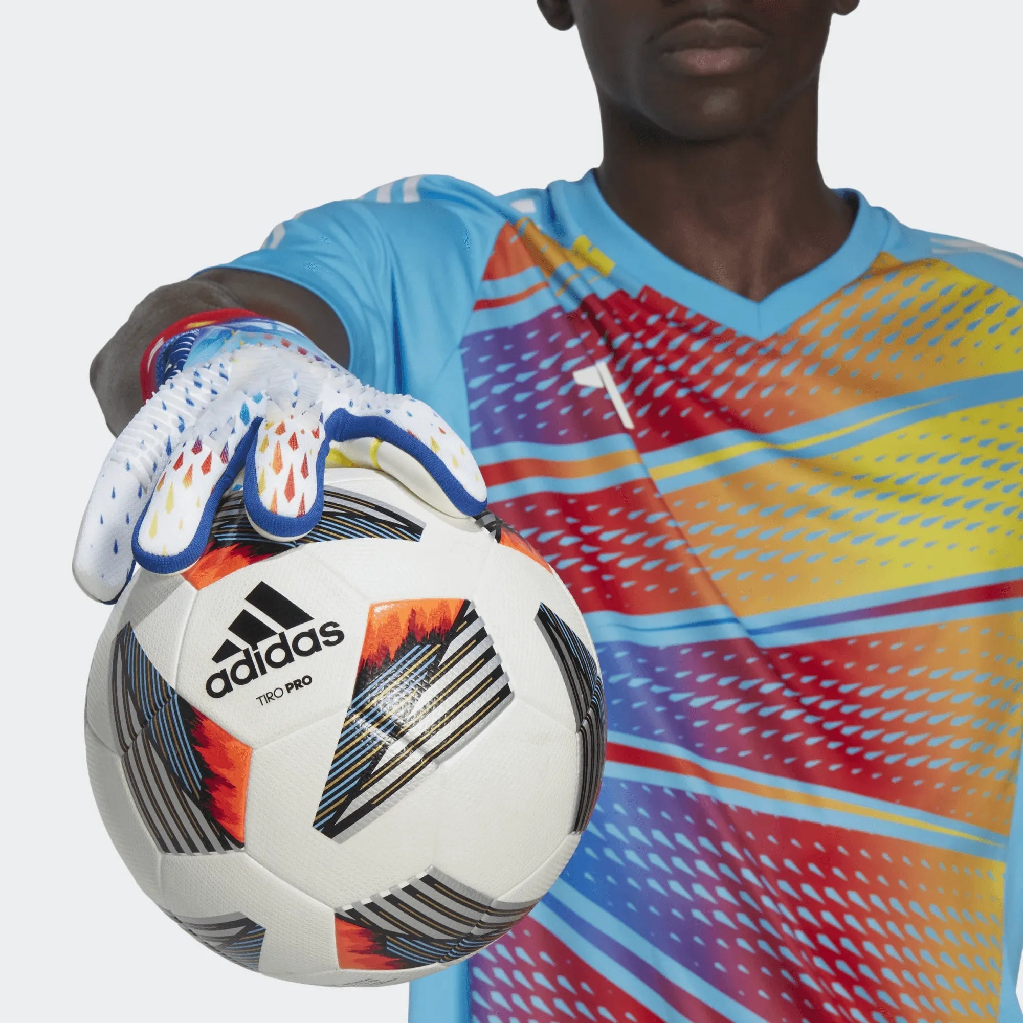 adidas Predator Edge GL Pro Goalkeeper Gloves - White-Bright Cyan (Model 2)