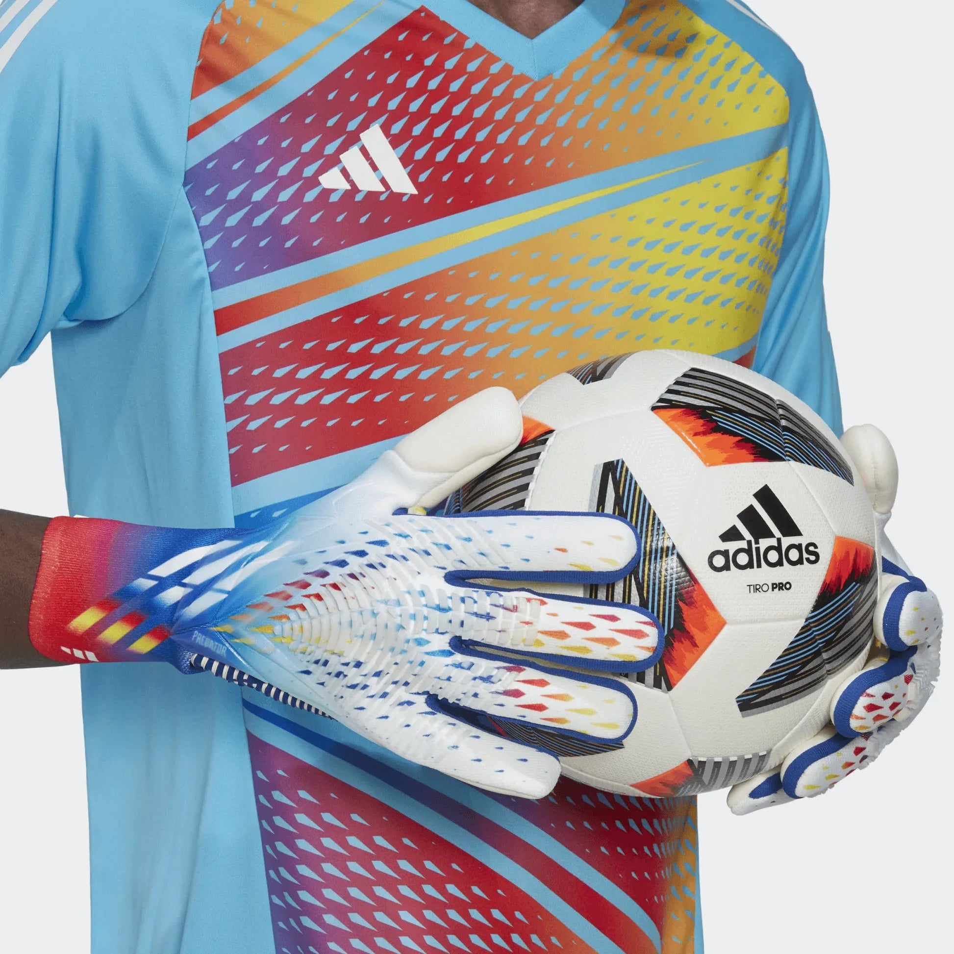 adidas Predator Edge GL Pro Goalkeeper Gloves - White-Bright Cyan (Model 1)