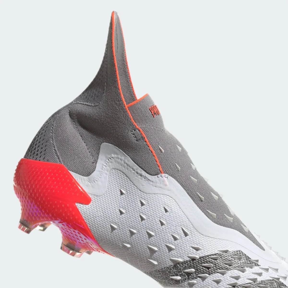 Adidas Predator Freak + FG - White-Grey-Solar Red Soccer Cleats