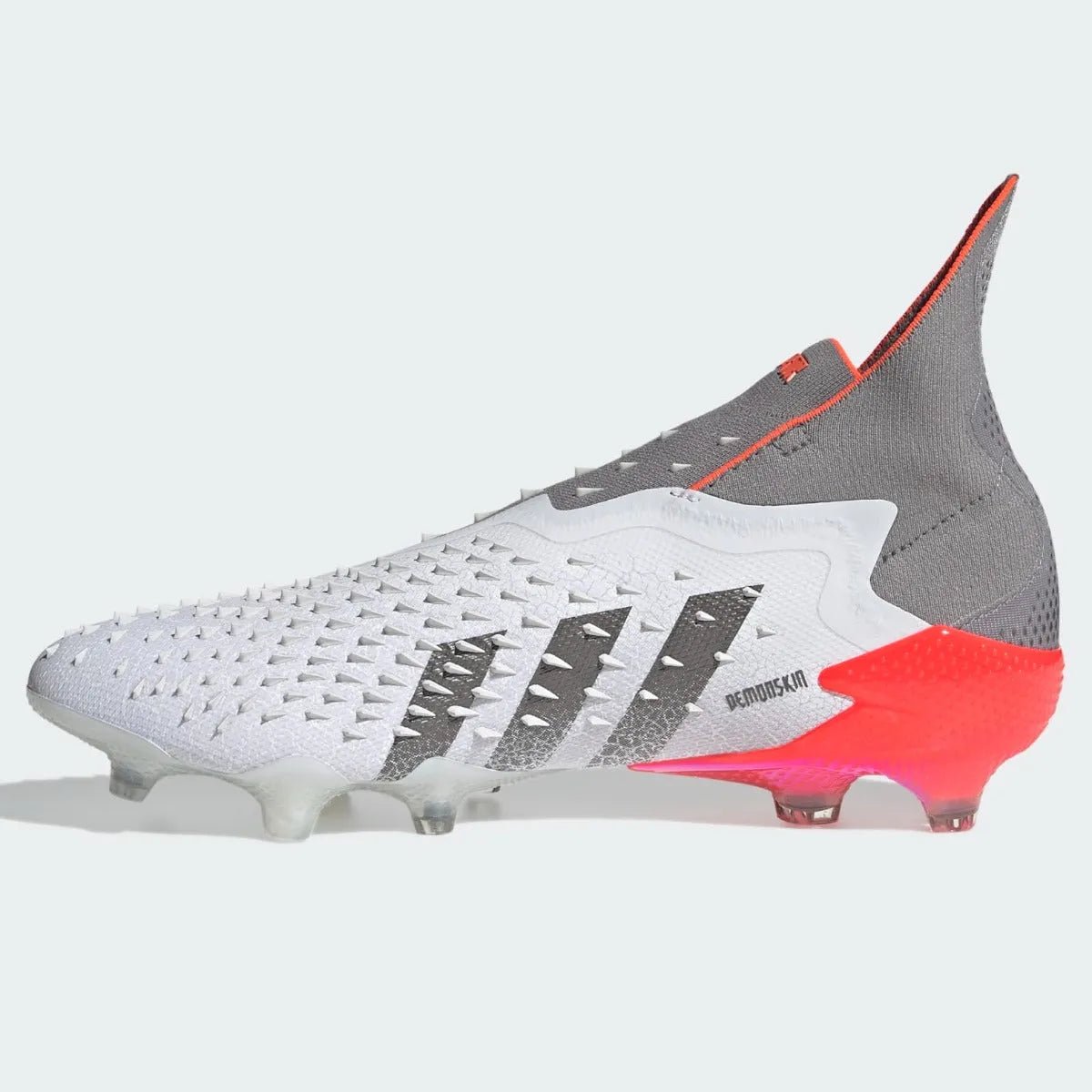 Adidas Predator Freak + FG - White-Grey-Solar Red Soccer Cleats