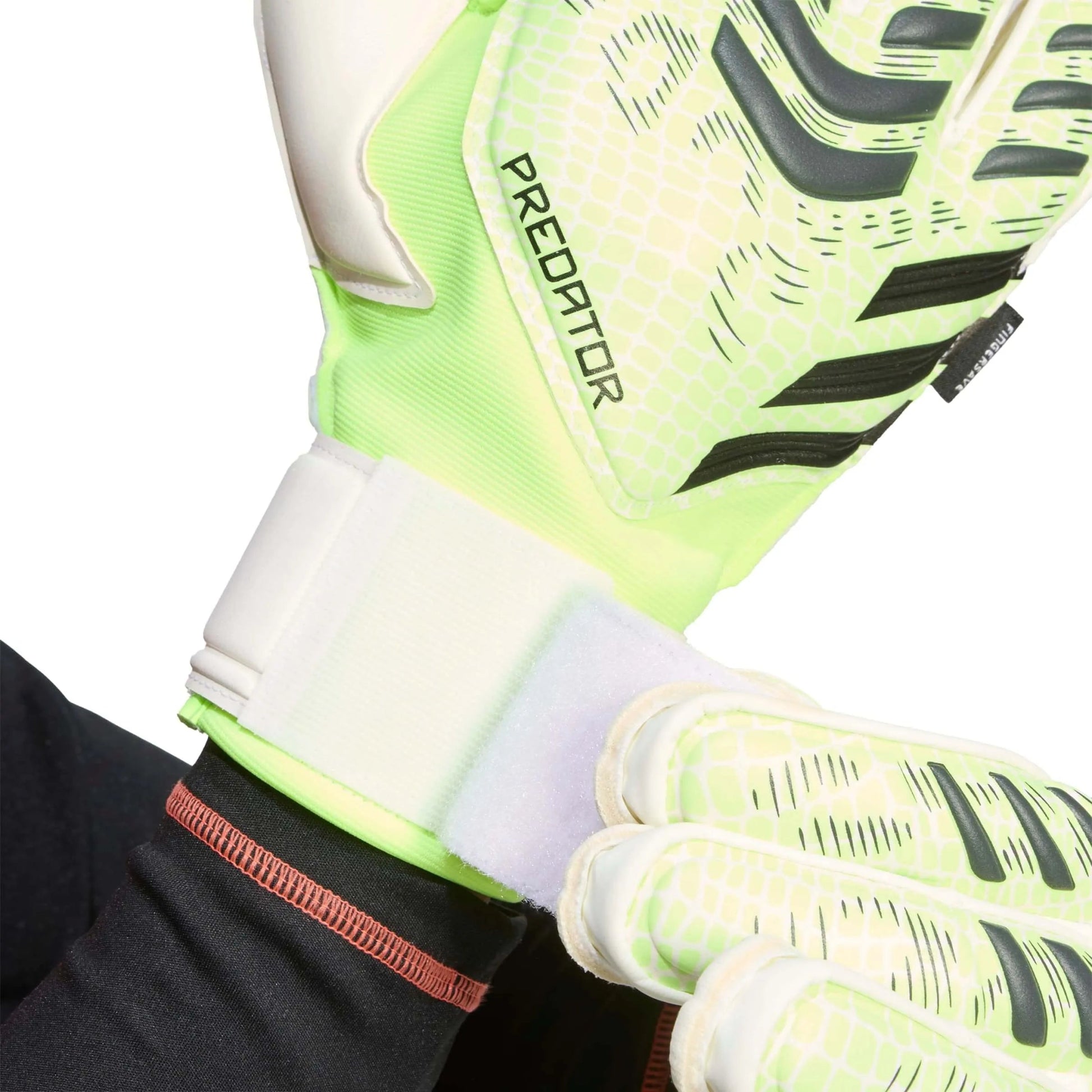 adidas Predator GL Match Fingersave Goalkeeper Gloves Lucid Lemon / White / Black (Detail 1)
