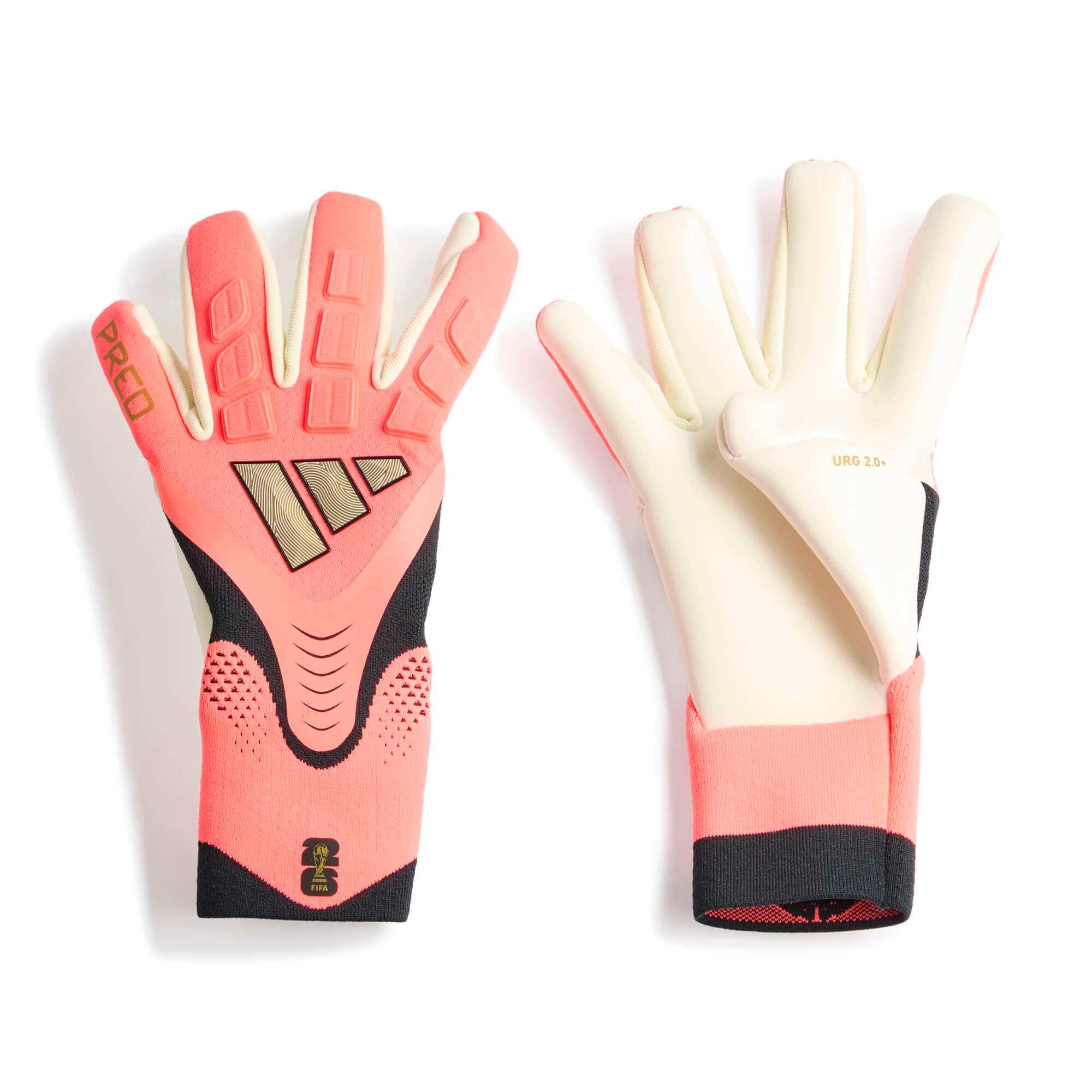 adidas Predator GL Pro Goalkeeper Gloves Ivory - Solar Turbo - Gold Metallic (Pair)