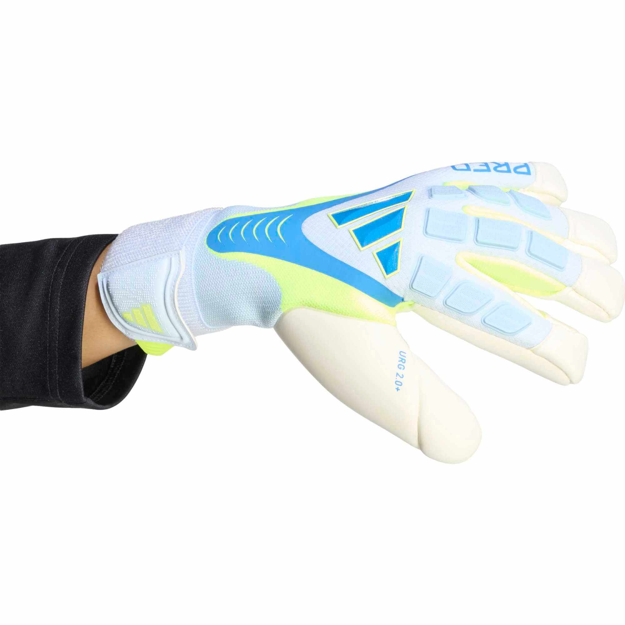 adidas Predator GL Pro Hybrid Strap Goalkeeper Gloves Crystal Sky - Ray Blue - Solar Yellow (Single - Side)