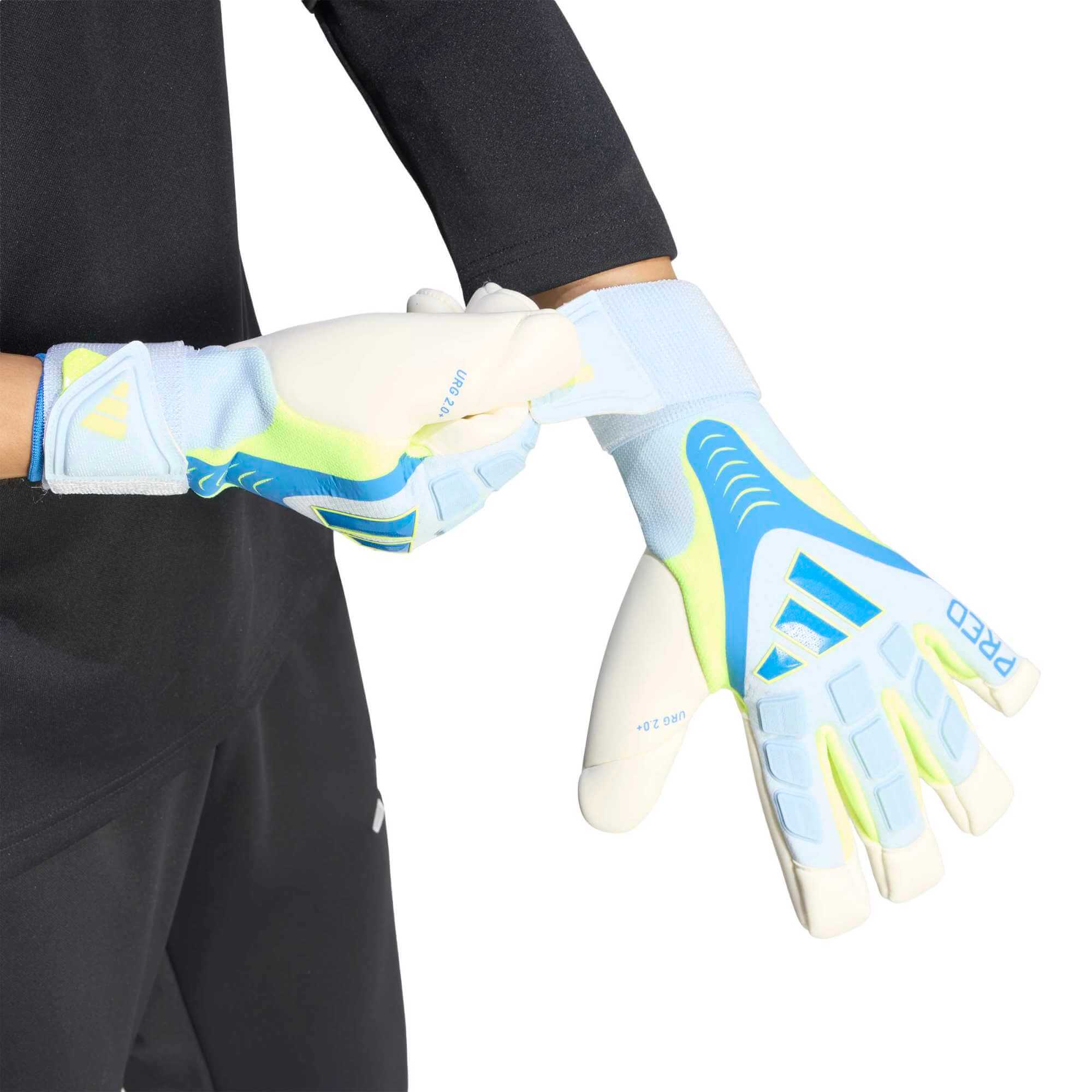 adidas Predator GL Pro Hybrid Strap Goalkeeper Gloves Crystal Sky - Ray Blue - Solar Yellow (Model 1)