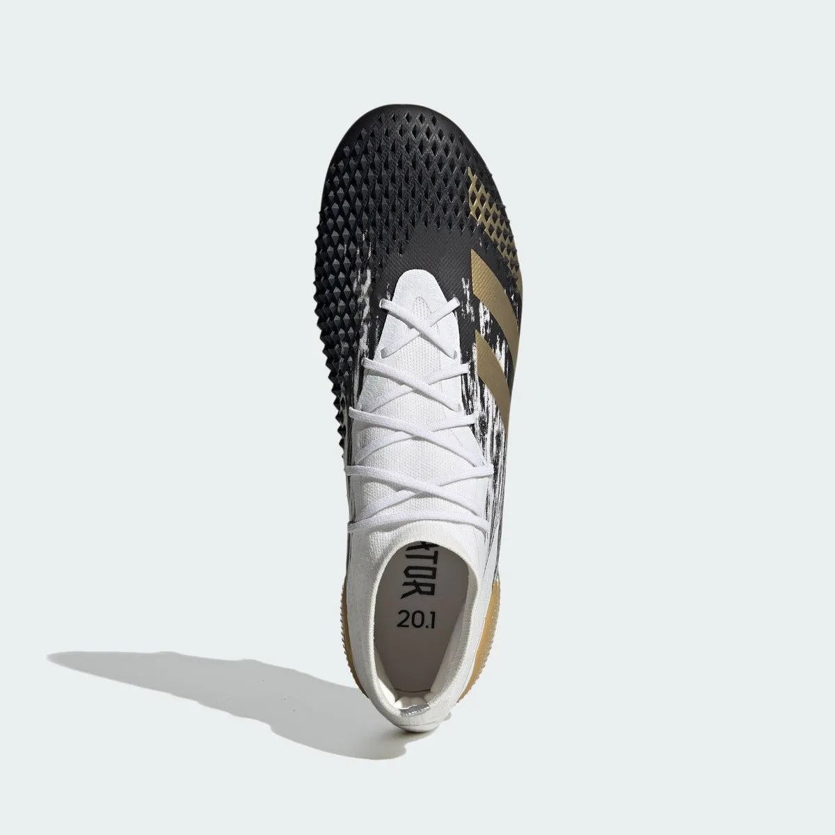 Adidas Predator Mutator 20.1 FG - White-Black-Gold Soccer Cleats Adidas Predator Mutator 20.1 FG - White-Black-Gold Soccer Cleats
