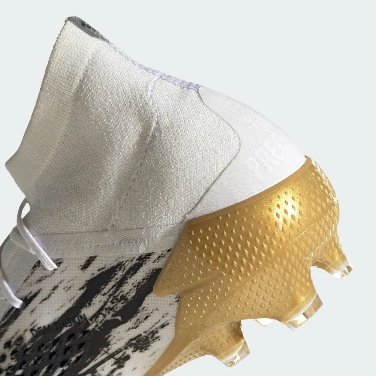Adidas Predator Mutator 20.1 FG - White-Black-Gold Soccer Cleats Adidas Predator Mutator 20.1 FG - White-Black-Gold Soccer Cleats