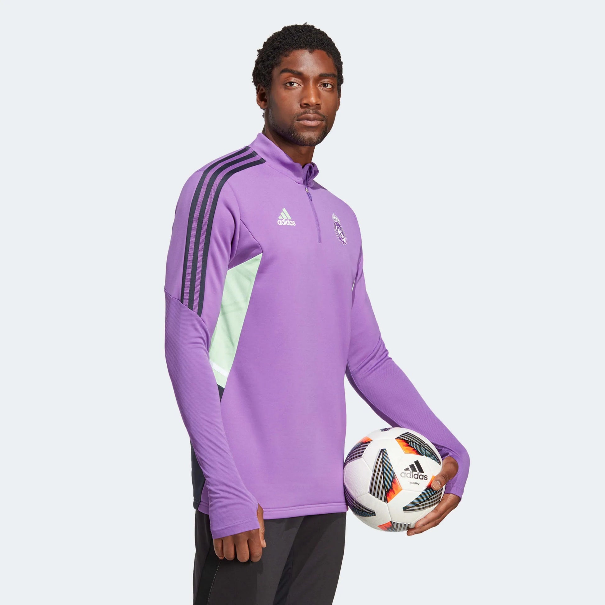 adidas Real Madrid Condivo 22 Training Top - Active Purple (Model - Side)