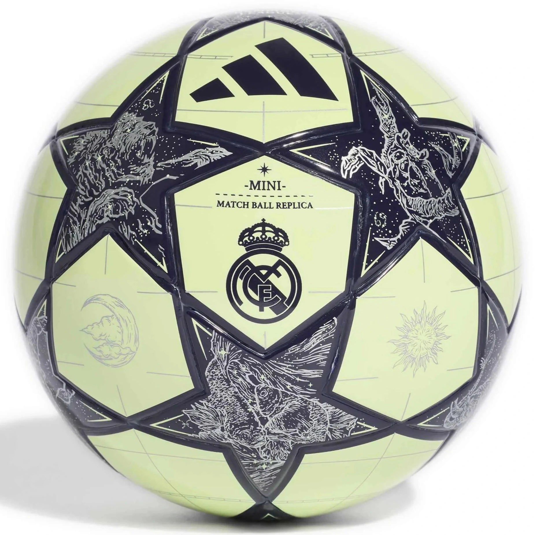 adidas Real Madrid Mini Soccer Ball Almost Lime / Silver Metallic / Noble Ink (Front)