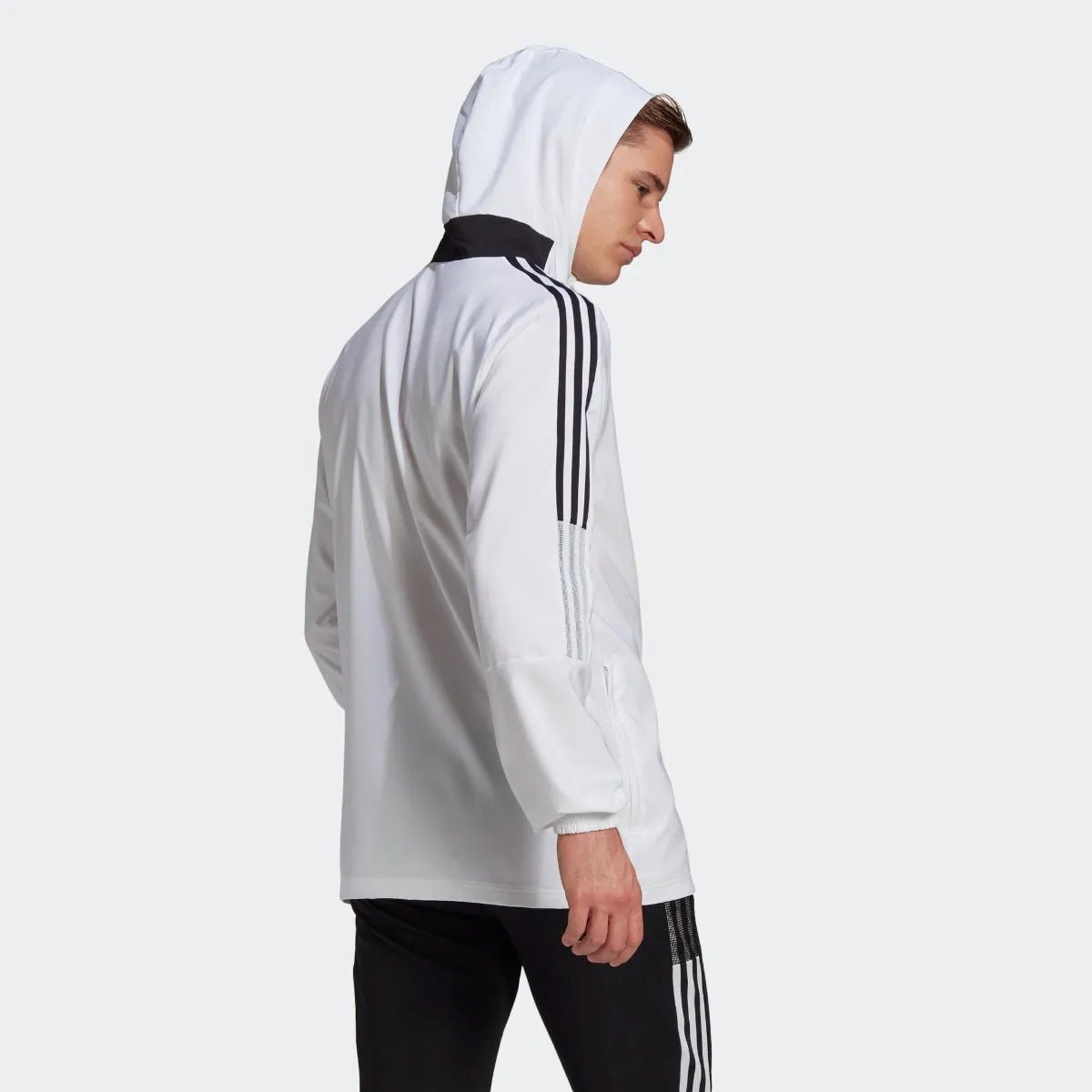 Adidas Tiro 21 Windbreaker Jacket - White-Black (Model - Back)
