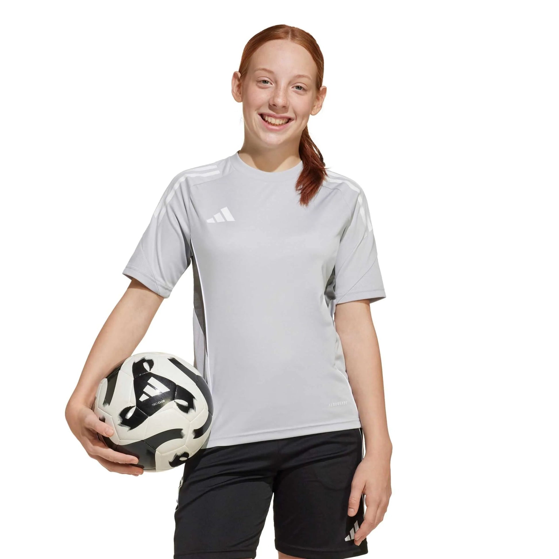 adidas Tiro 25 Youth Competition Training Soccer Jersey Light Grey (Model - Front)