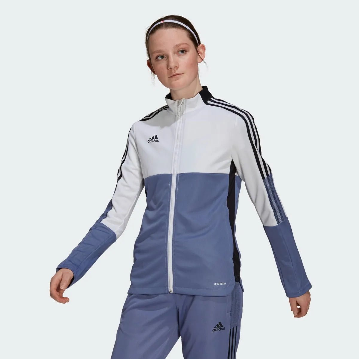 Adidas Women Tiro Track Jacket - White-Orbit Violet (Model - Front)