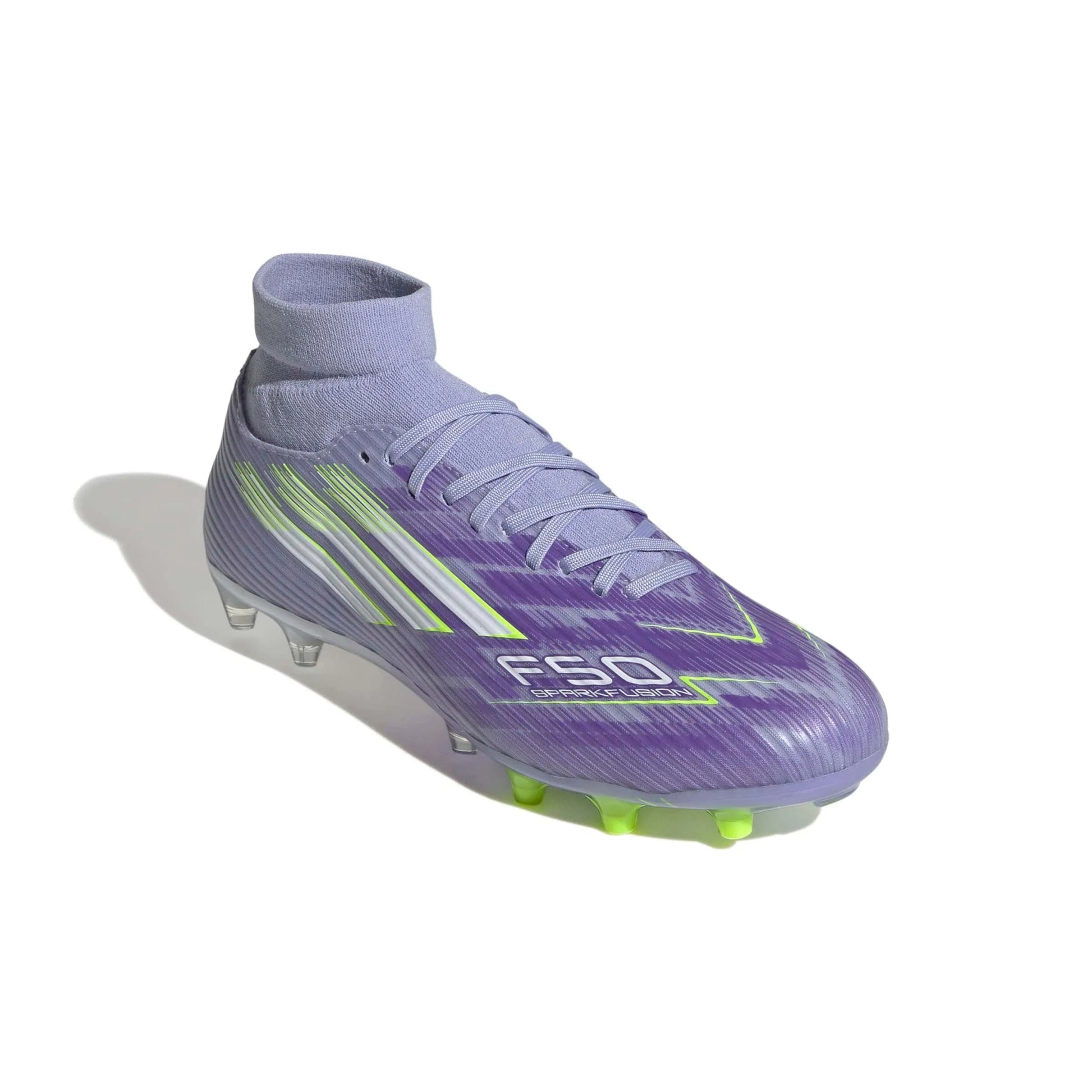 adidas Women's F50 Sparkfusion League Firm-Artificial Ground Soccer Cleats - Radiant Blaze Pack (FA25) (Lateral - Front)