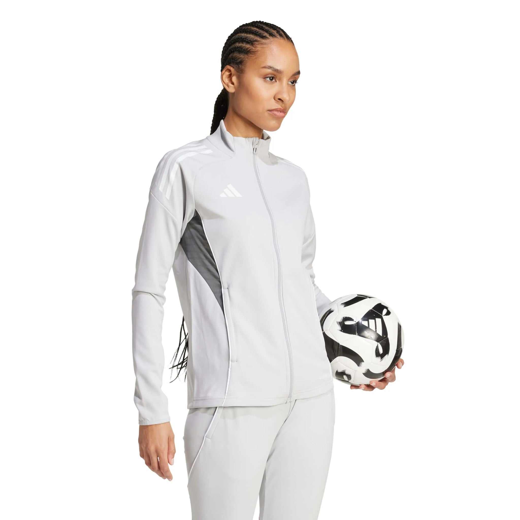 adidas Women's Tiro 25 Competition Track Jacket Light Grey (Model - Front)