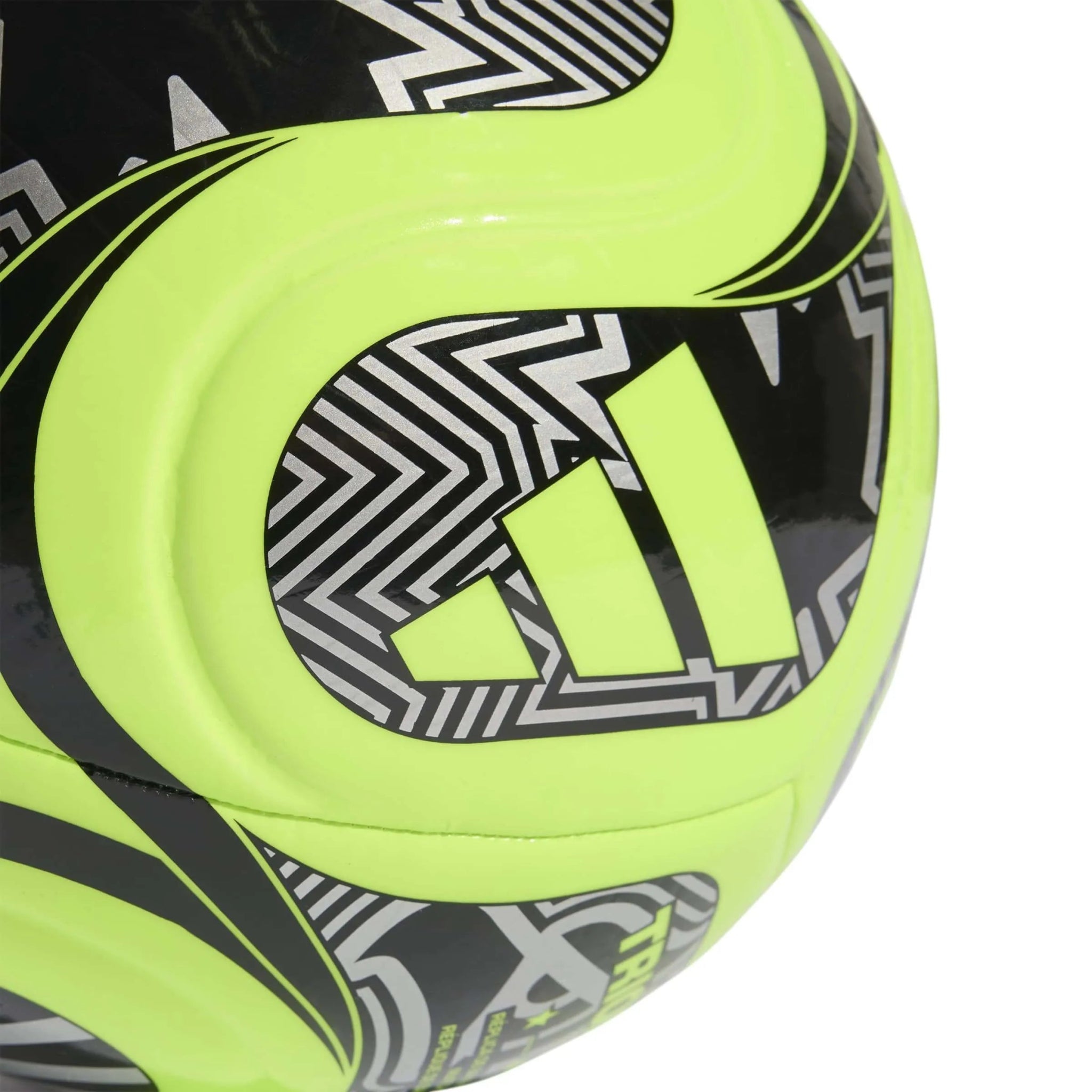 adidas World Cup 2026 Club Soccer Ball Lucid Lemon / Black / Silver Metallic (Detail 1)