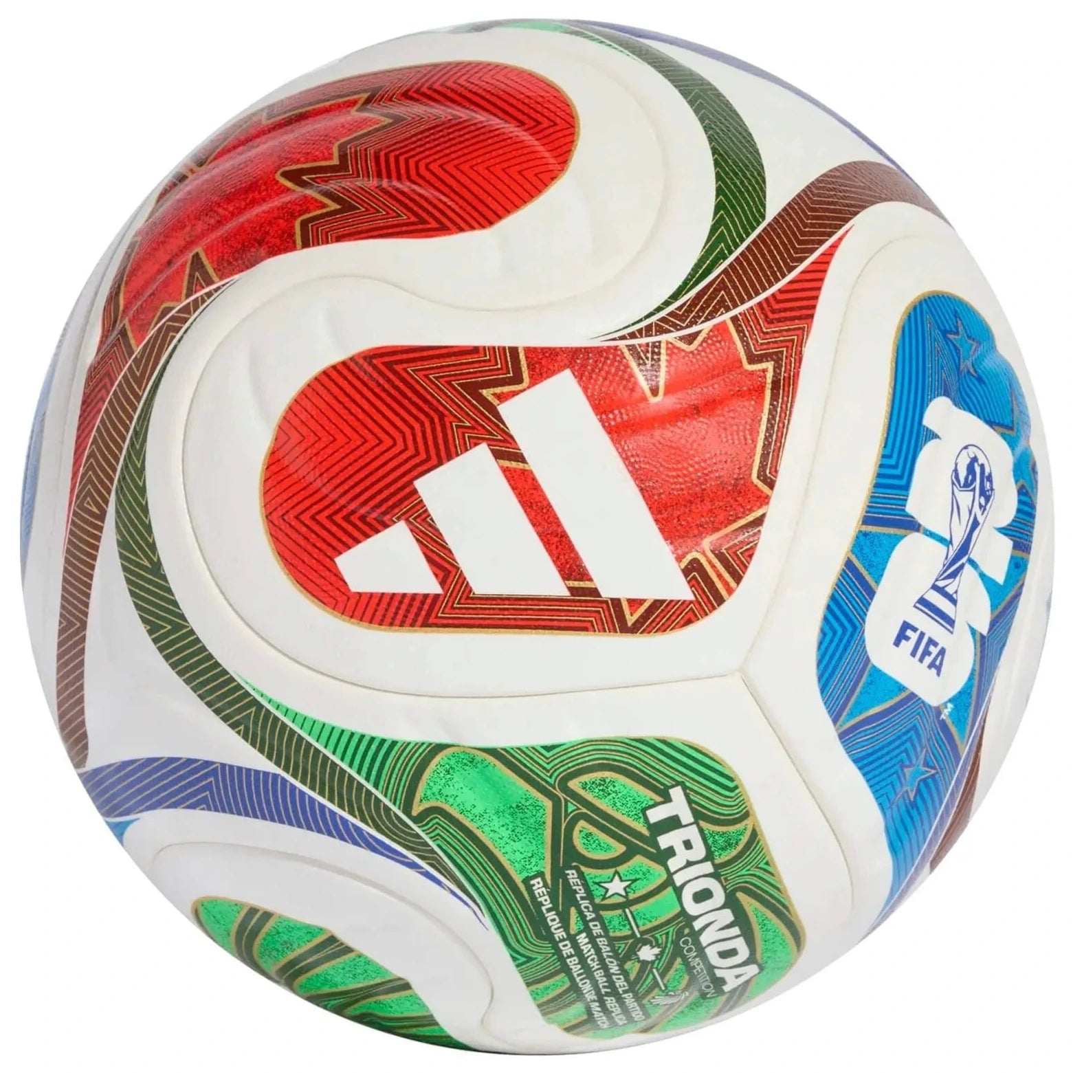 adidas World Cup 2026 Competition Soccer Ball White - Solar Blue - Hi-Res Red - Flash Lime (Front)