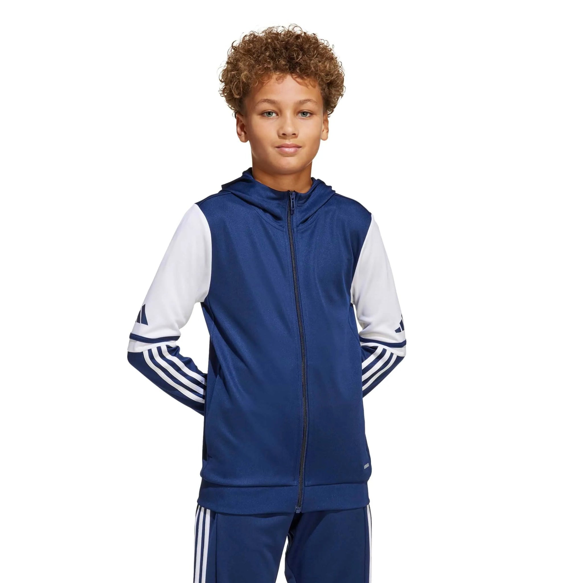 adidas Youth Squadra 25 Hoodie Navy Blue (Model - Front)