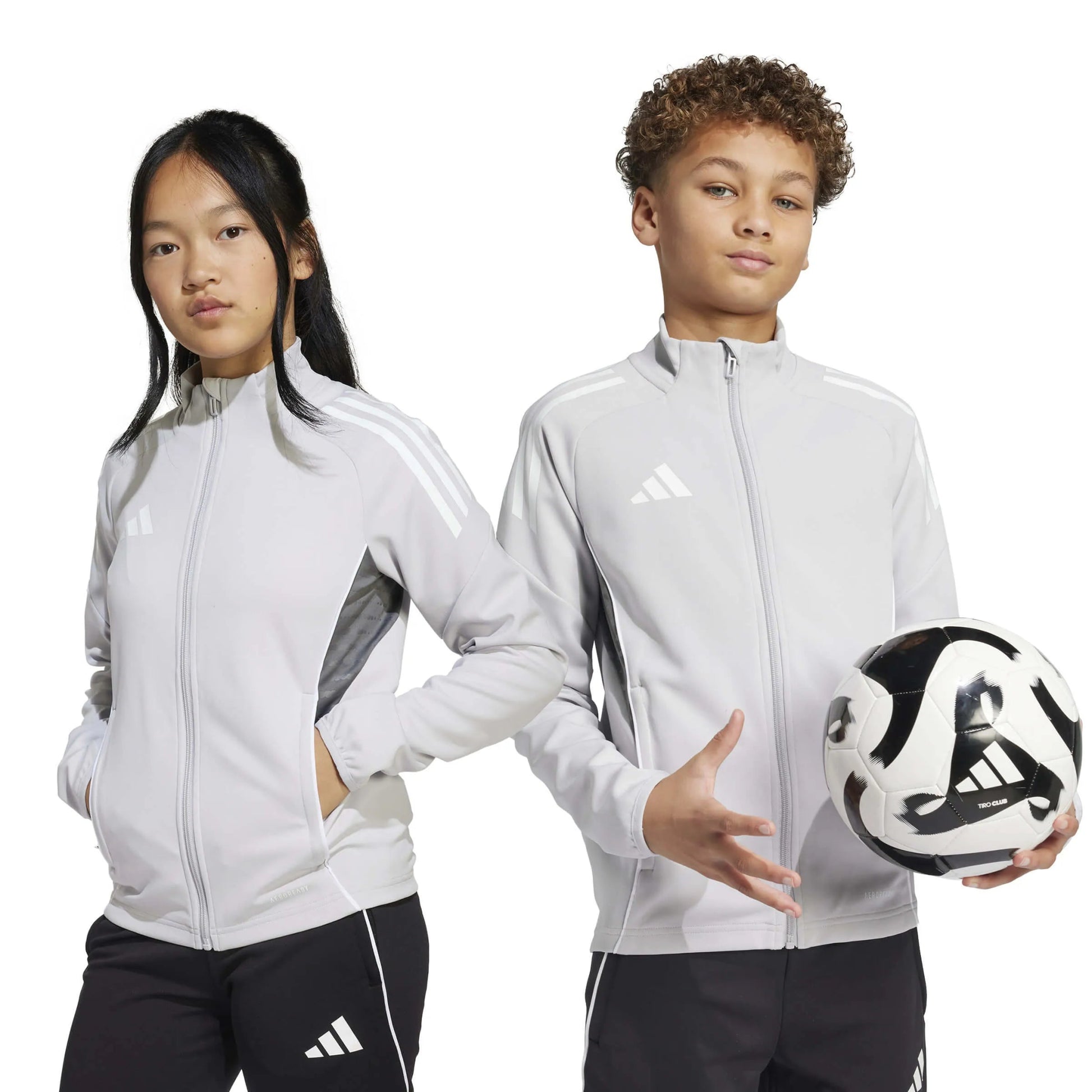 adidas Youth Tiro 25 Competition Training Jacket Light Grey (Models - Front)
