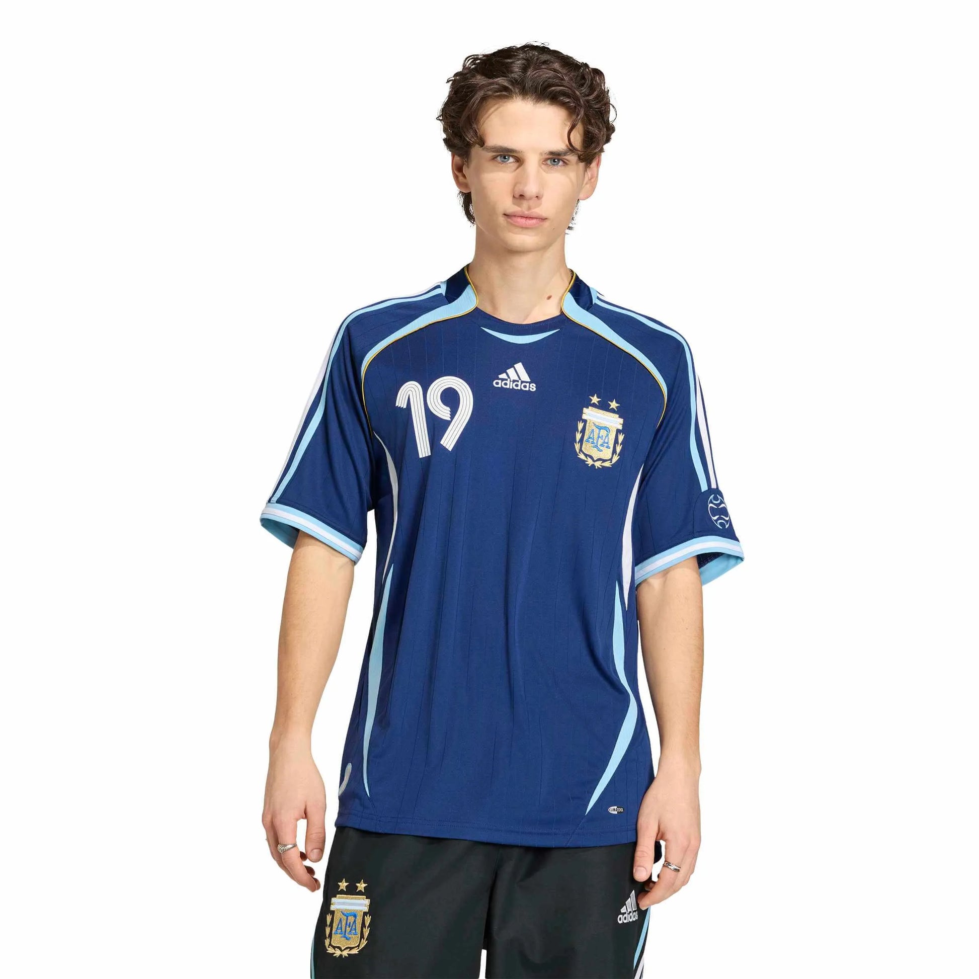 adidas 2006 Argentina Men's Retro Stadium Away Messi #10 Soccer Jersey (Model - Front)