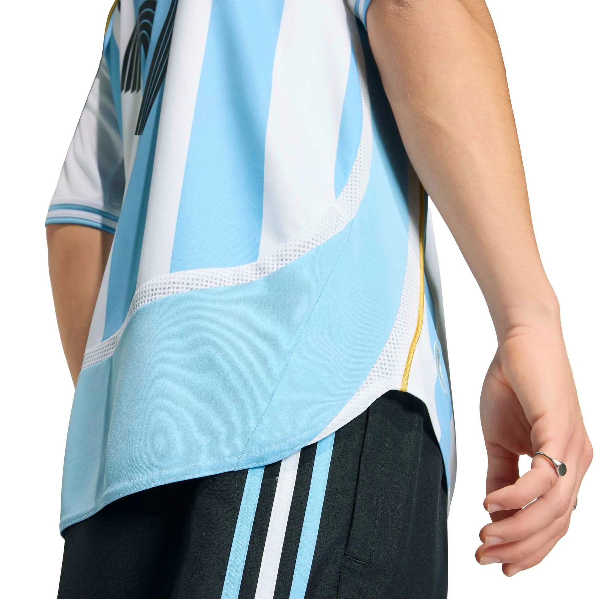 adidas 2006 Argentina Men's Retro Stadium Home Messi #10 Soccer Jersey (Detail 2)