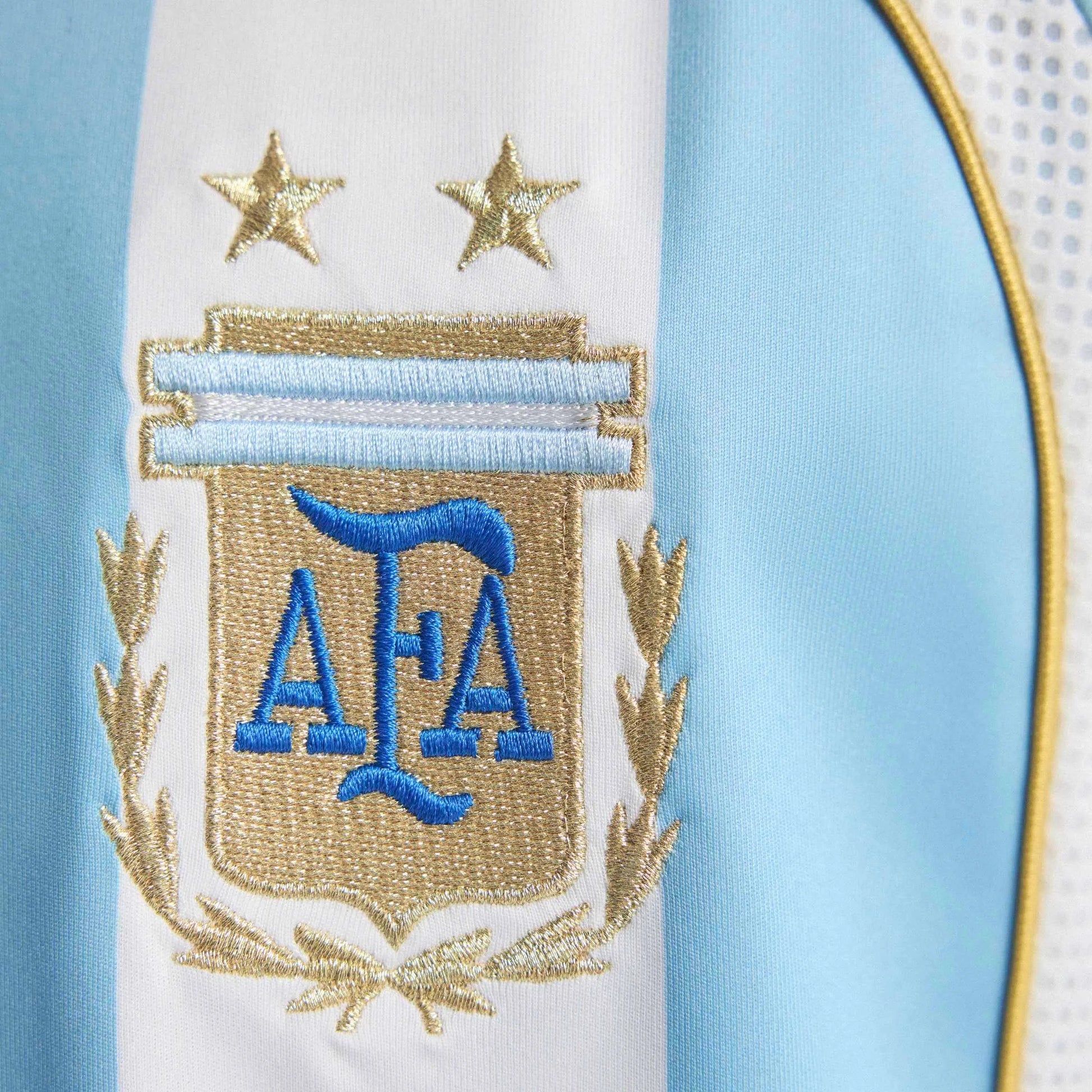 adidas 2006 Argentina Men's Retro Stadium Home Messi #10 Soccer Jersey (Detail 5)