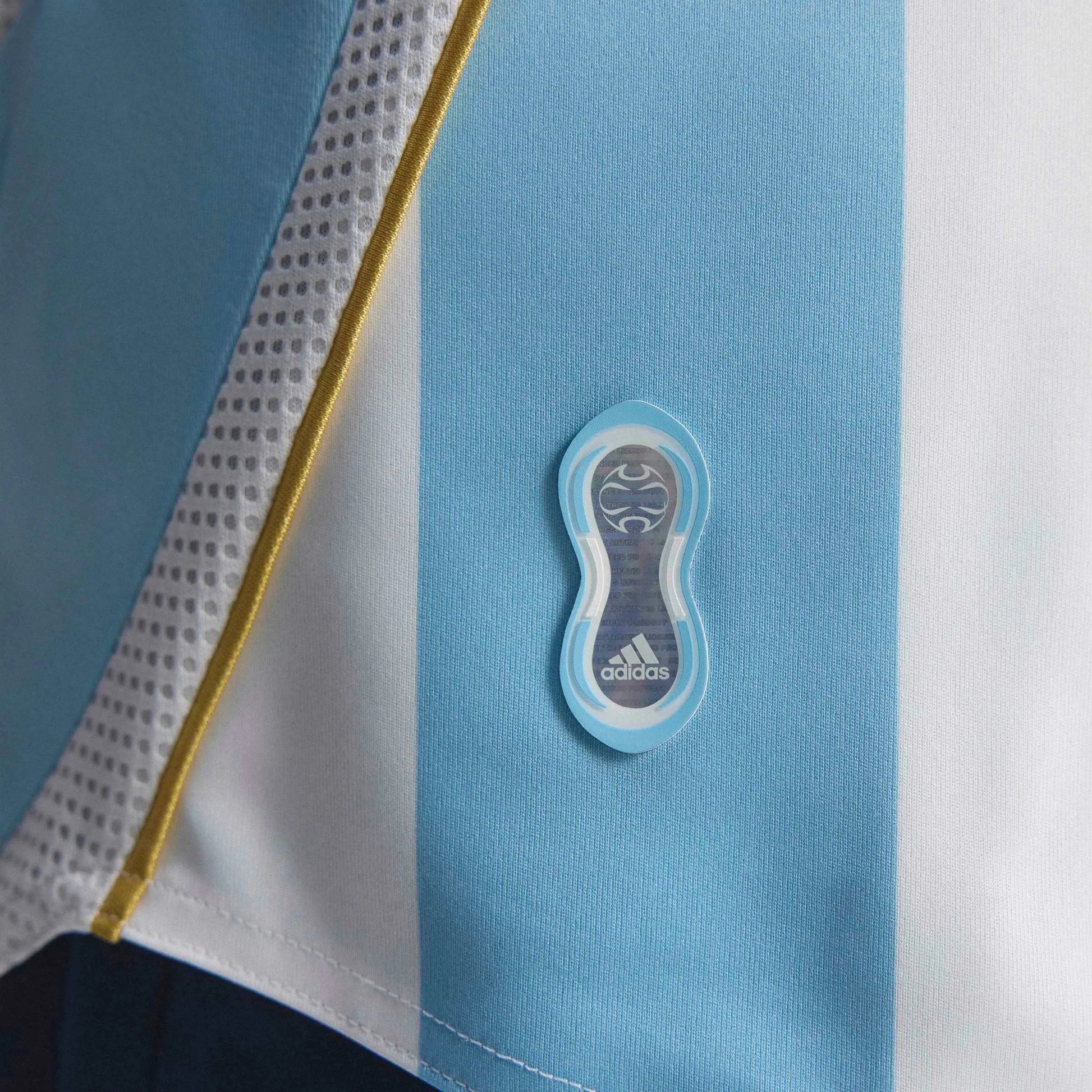 adidas 2006 Argentina Men's Retro Stadium Home Messi #10 Soccer Jersey (Detail 6)