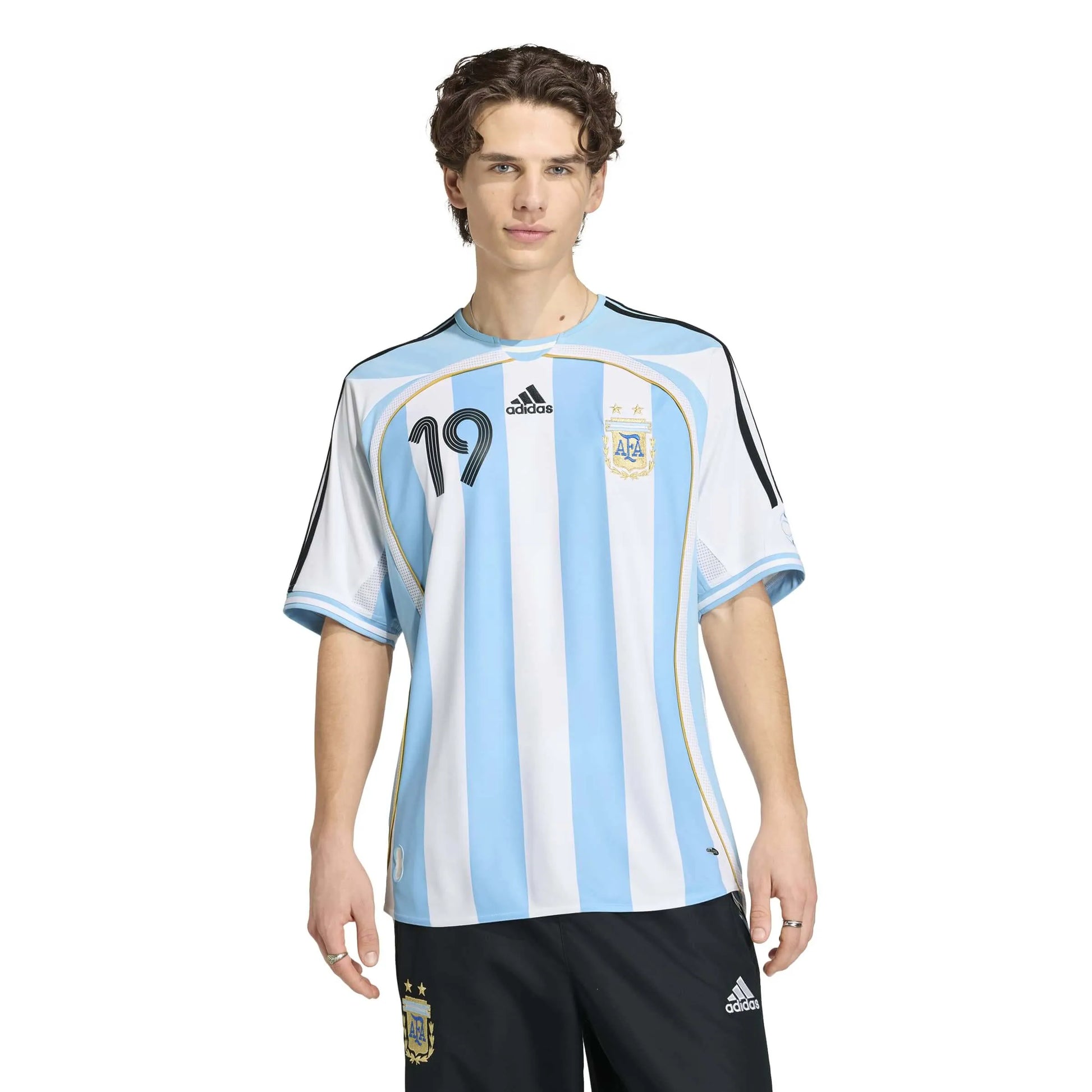 adidas 2006 Argentina Men's Retro Stadium Home Messi #10 Soccer Jersey (Model - Front)