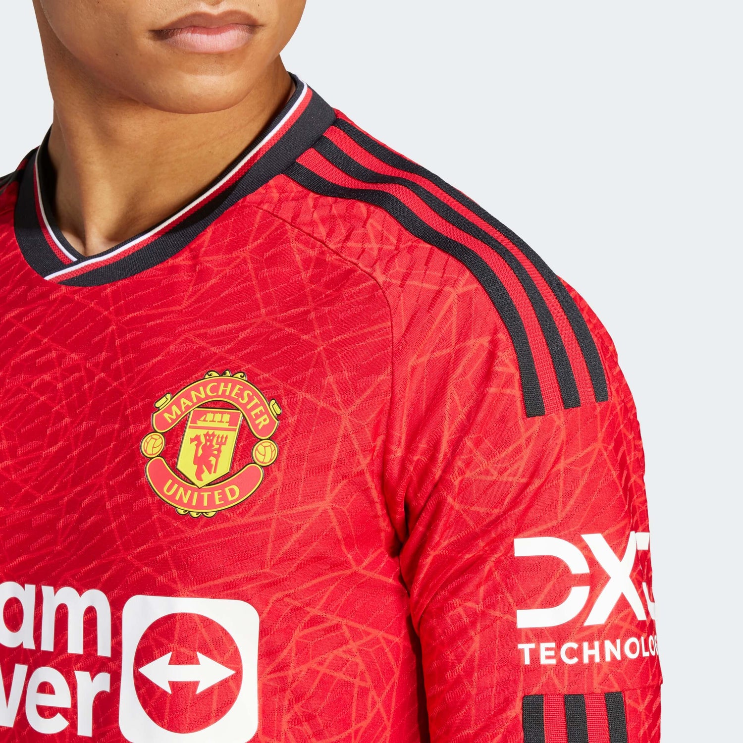 adidas 2023-24 Manchester United Men's Authentic Home Long-Sleeve Jersey (Detail 1)