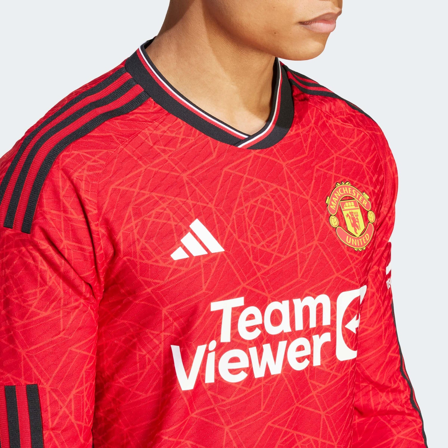 adidas 2023-24 Manchester United Men's Authentic Home Long-Sleeve Jersey (Detail 2)