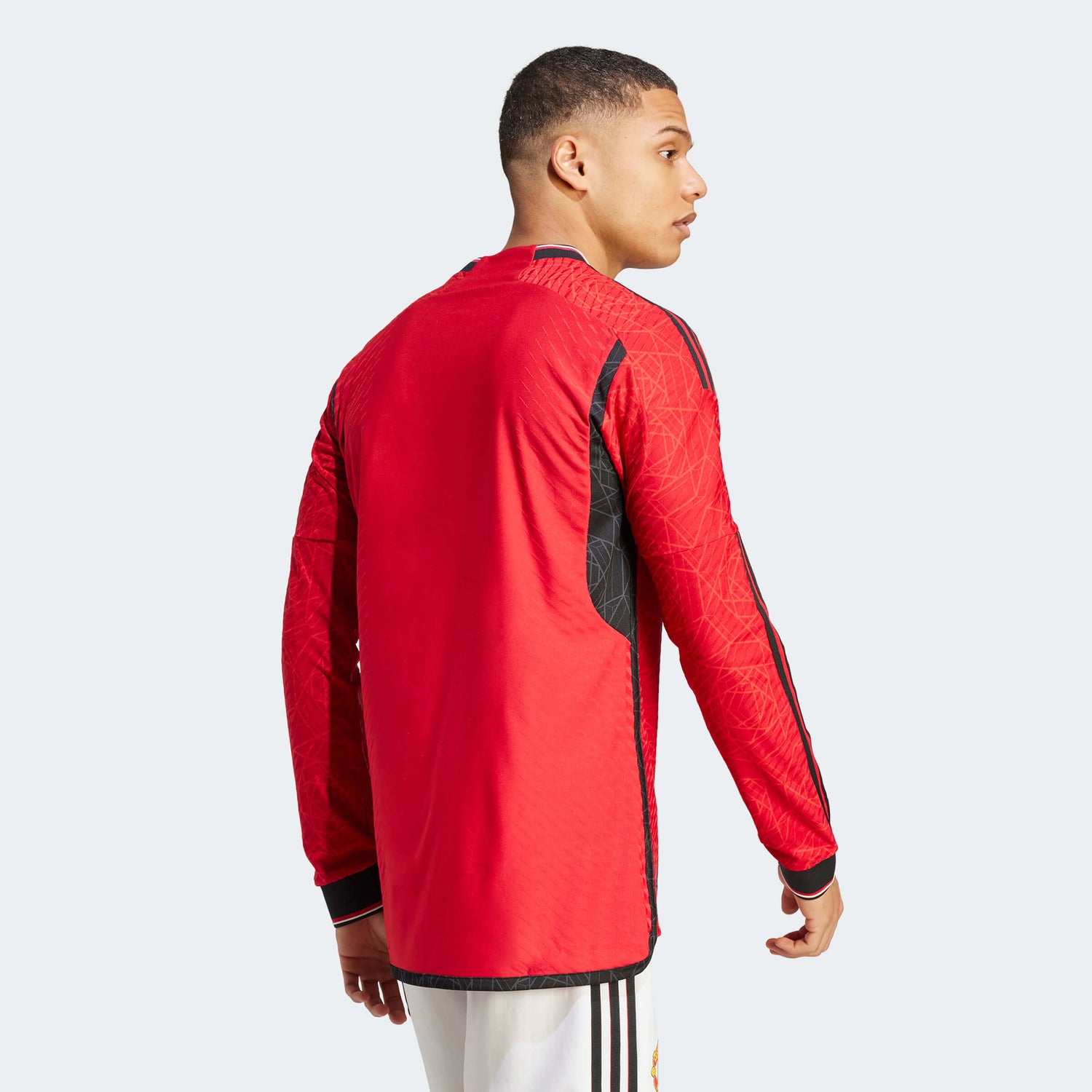 adidas 2023-24 Manchester United Men's Authentic Home Long-Sleeve Jersey (Model - Back)