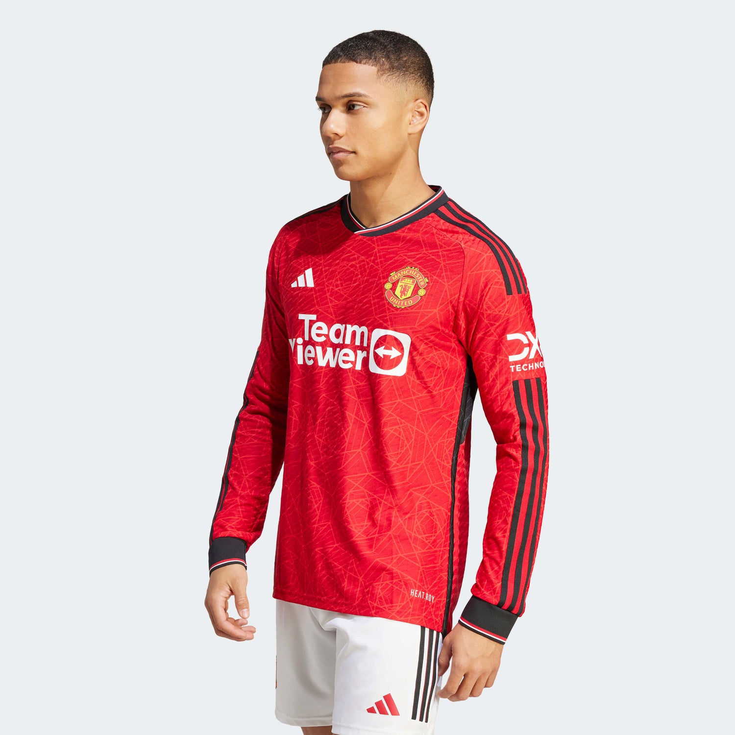 adidas 2023-24 Manchester United Men's Authentic Home Long-Sleeve Jersey (Model - Front)