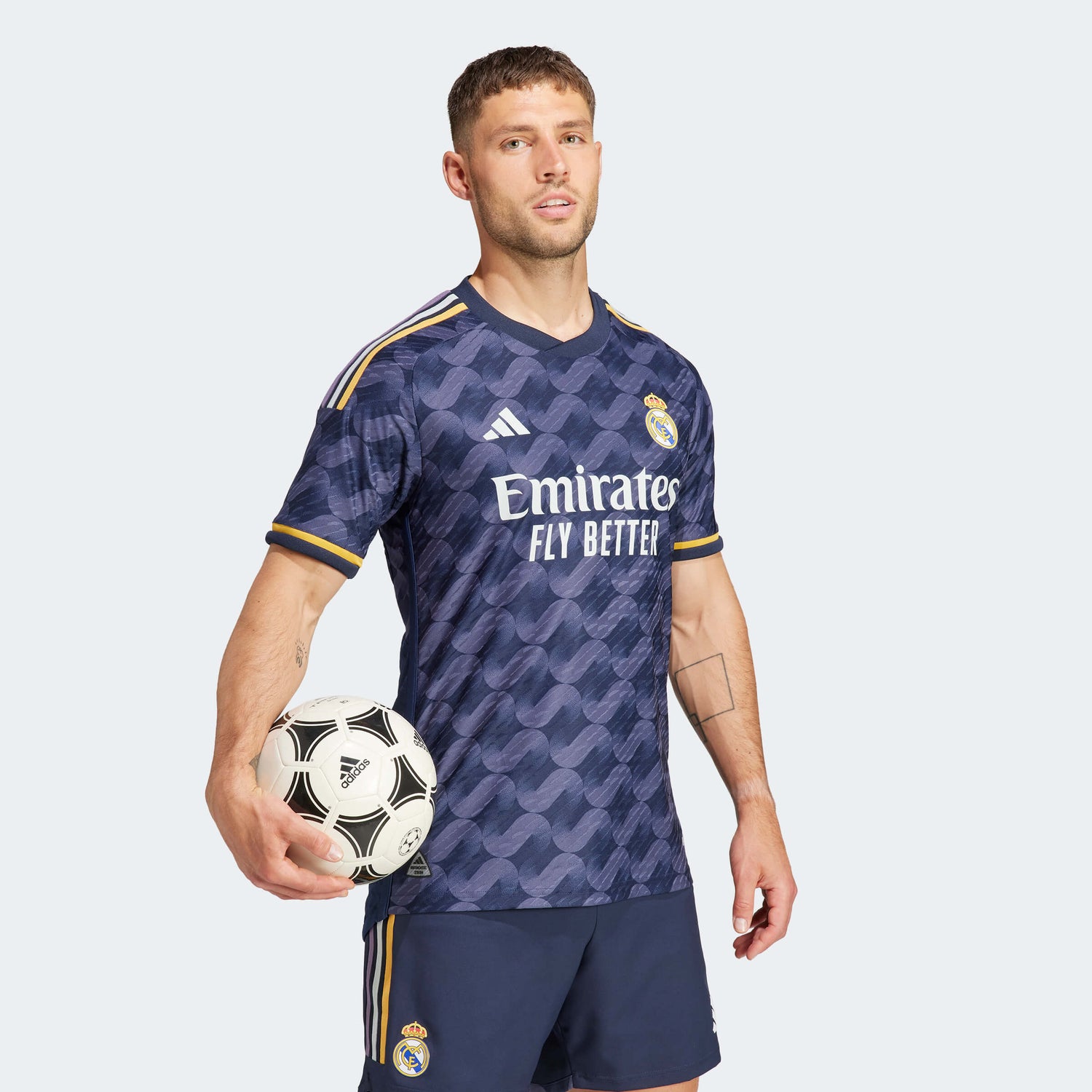 adidas 2023-24 Real Madrid Men's Authentic Away Jersey (Model - Front)
